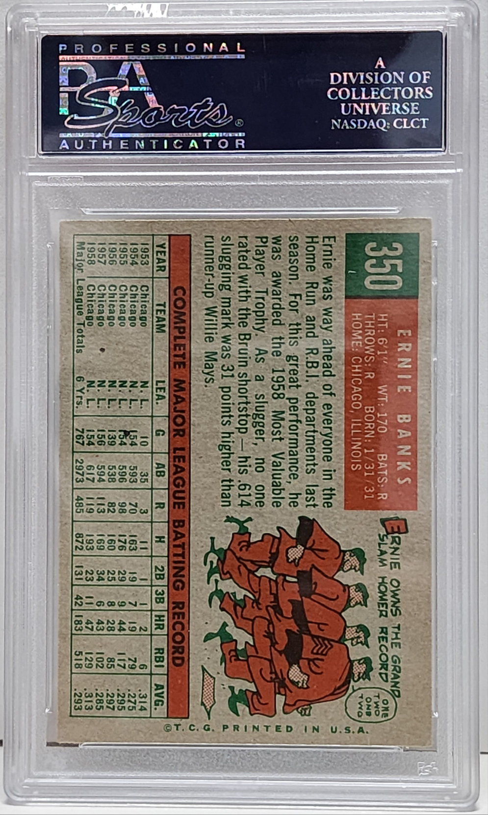 Ernie Banks 1959 Topps #350 PSA 5 Ex