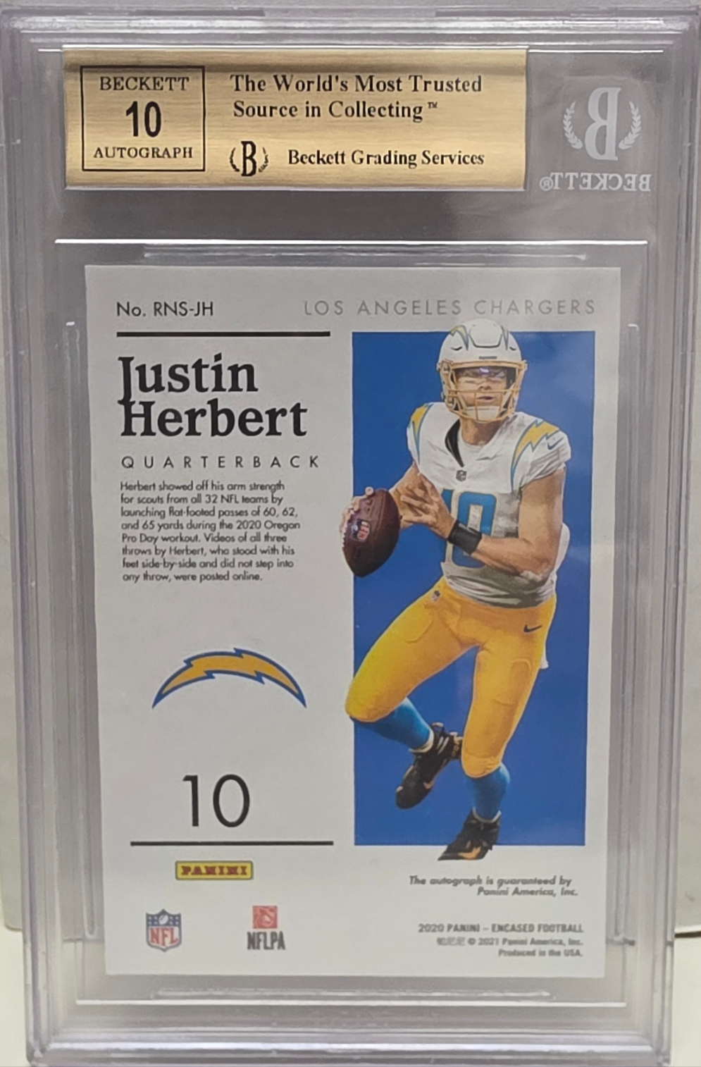 Justin Herbert 2000 Panini Encased Rookie Notable Signatures #42/50 BGS 9.5 Auto 10