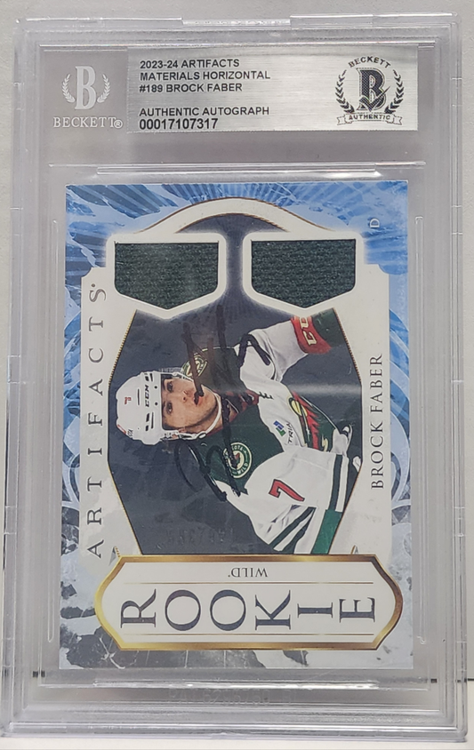 Brock Faber 2023 Upper Deck Artifacts Jersey Auto #146/399 BGS Authentic