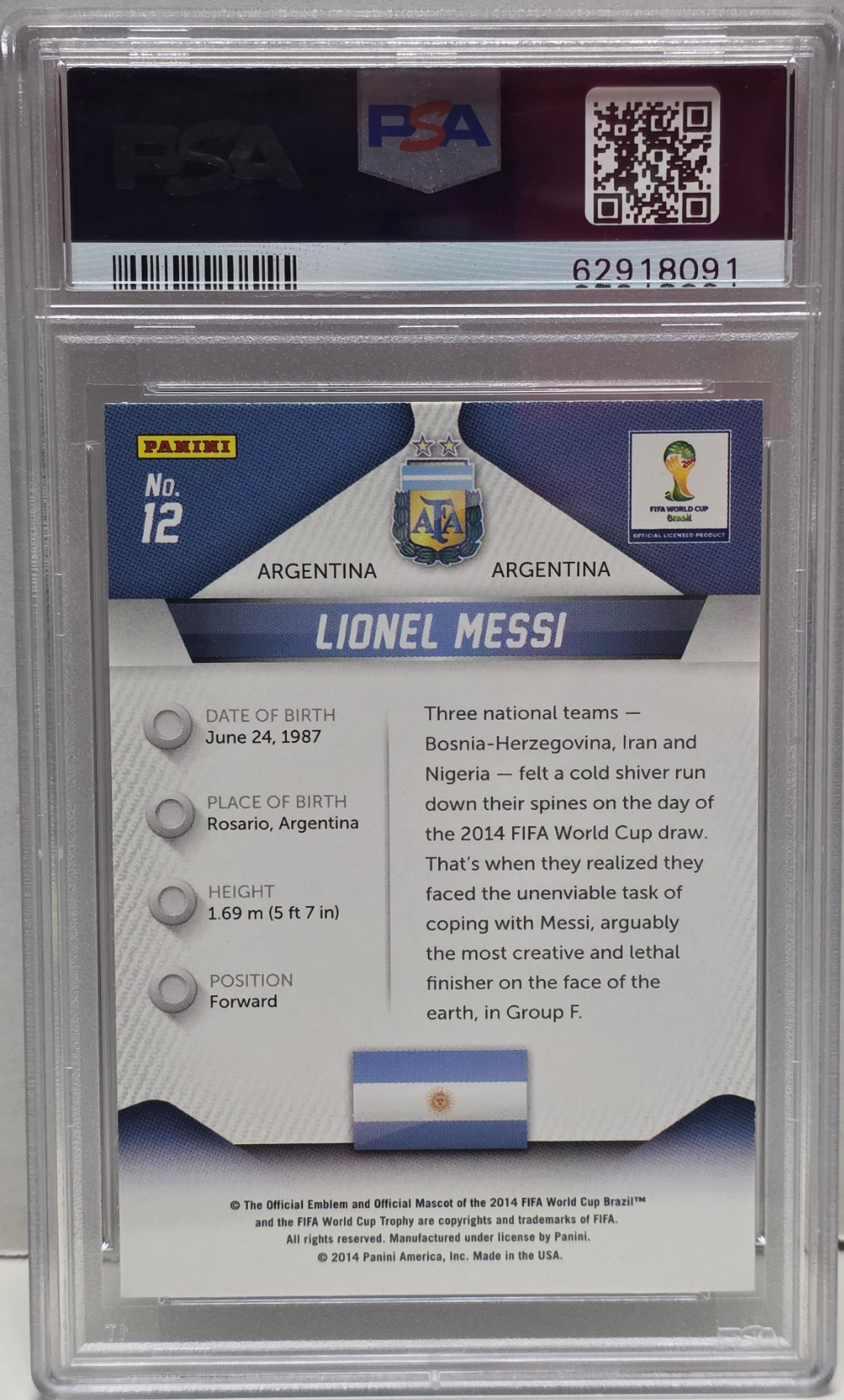 Lionel Messi 2014 Panini Prizm World Cup #12 PSA 10 Gem Mint