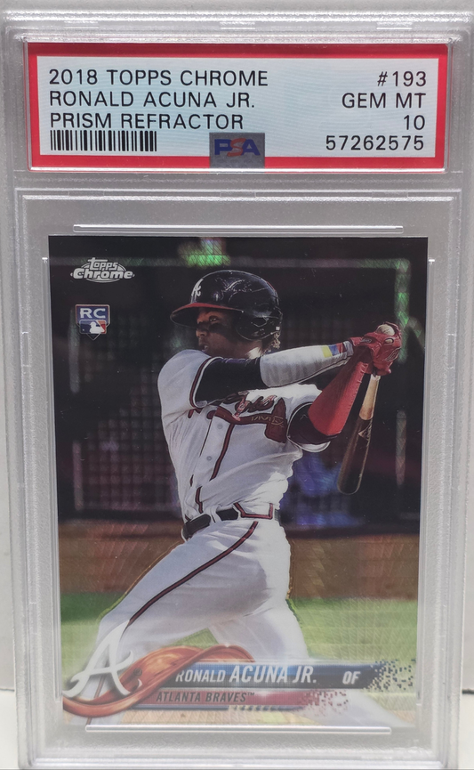 Ronald Acuna Jr. 2018 Topps Chrome Prism Refractor Rookie #193 PSA 10 Gem Mint