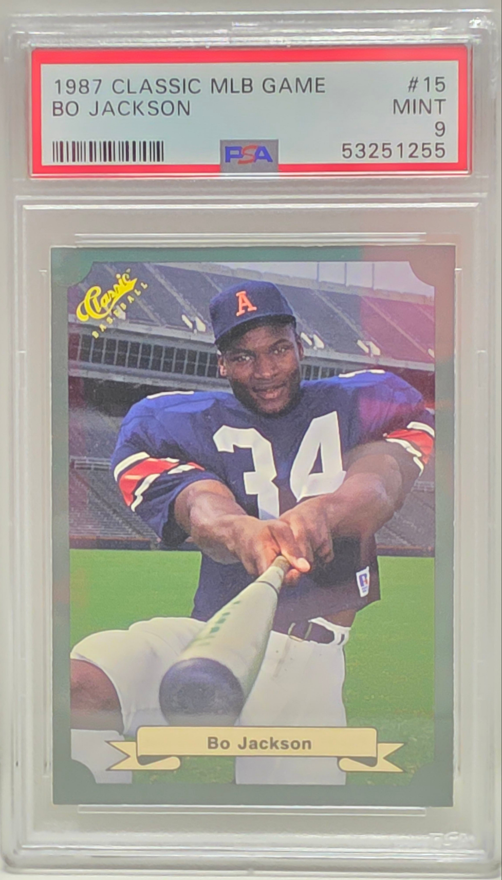 Bo Jackson 1987 Classic MLB Game Green Back #15 PSA 9 Mint