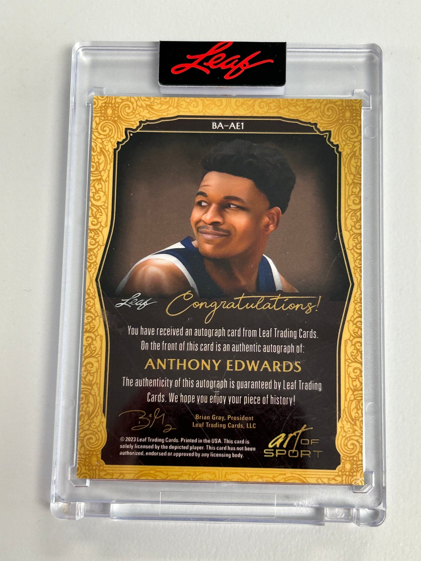 Anthony Edwards 2023 Leaf Art of Sport Autograph Blue #9/9