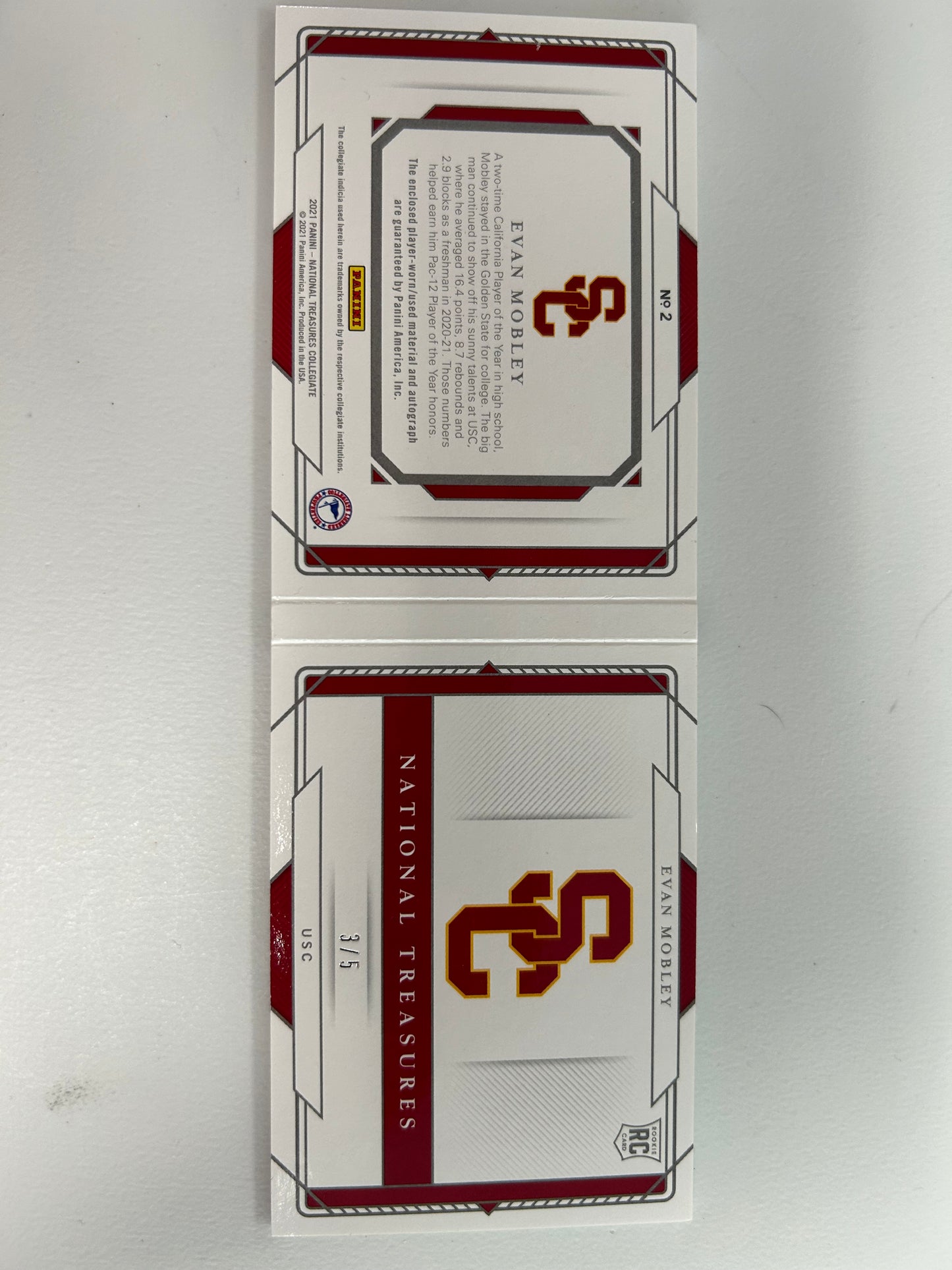 Evan Mobley 2021 National Treasures Booklet Patch Auto #3/5