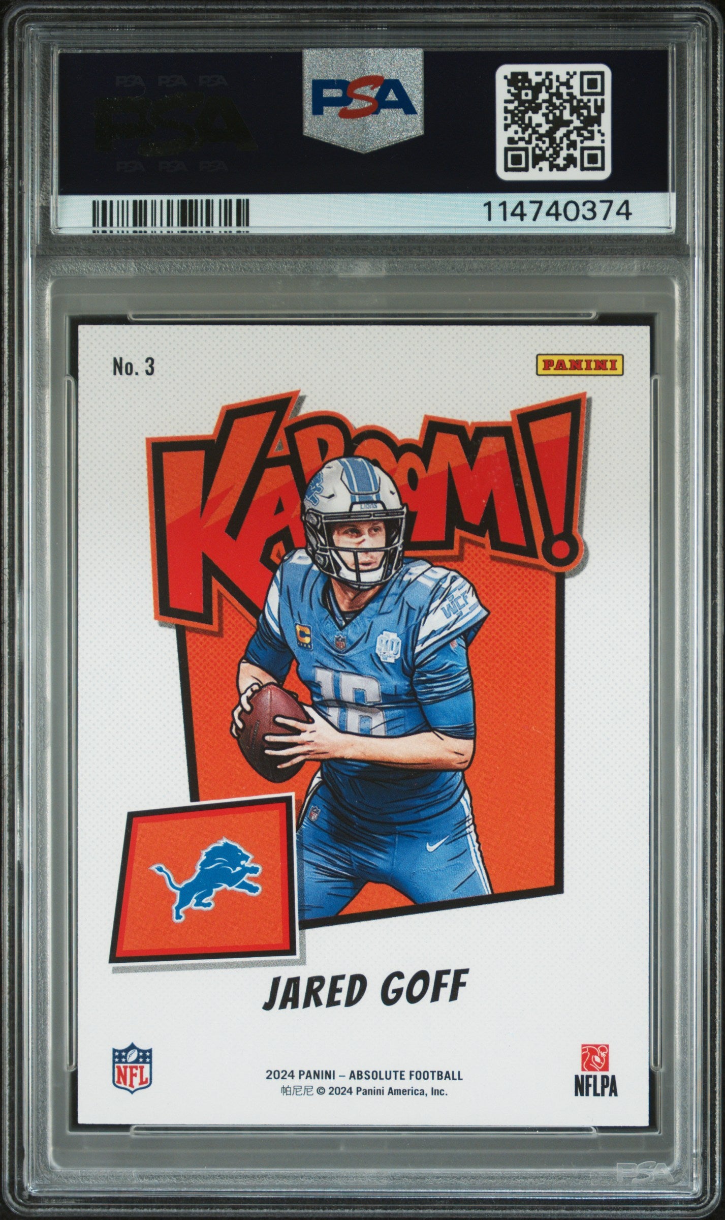 Jared Goff 2024 Panini Absolute Kaboom PSA 9 Mint