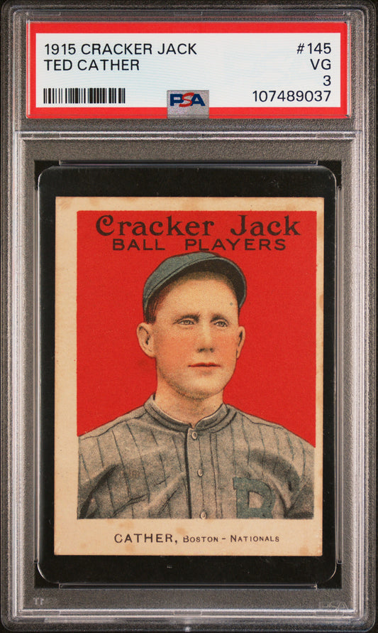 Ted Cather 1915 Cracker Jack #145 PSA 3 Very Good