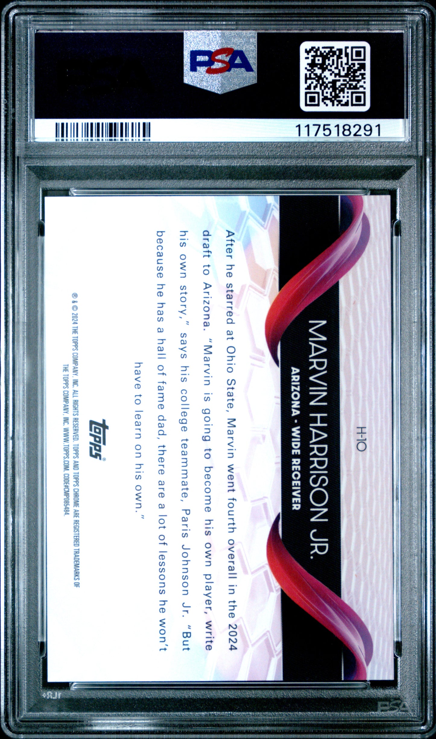 Marvin Harrison Jr. 2024 Topps Chrome Helix PSA 10 Gem Mint