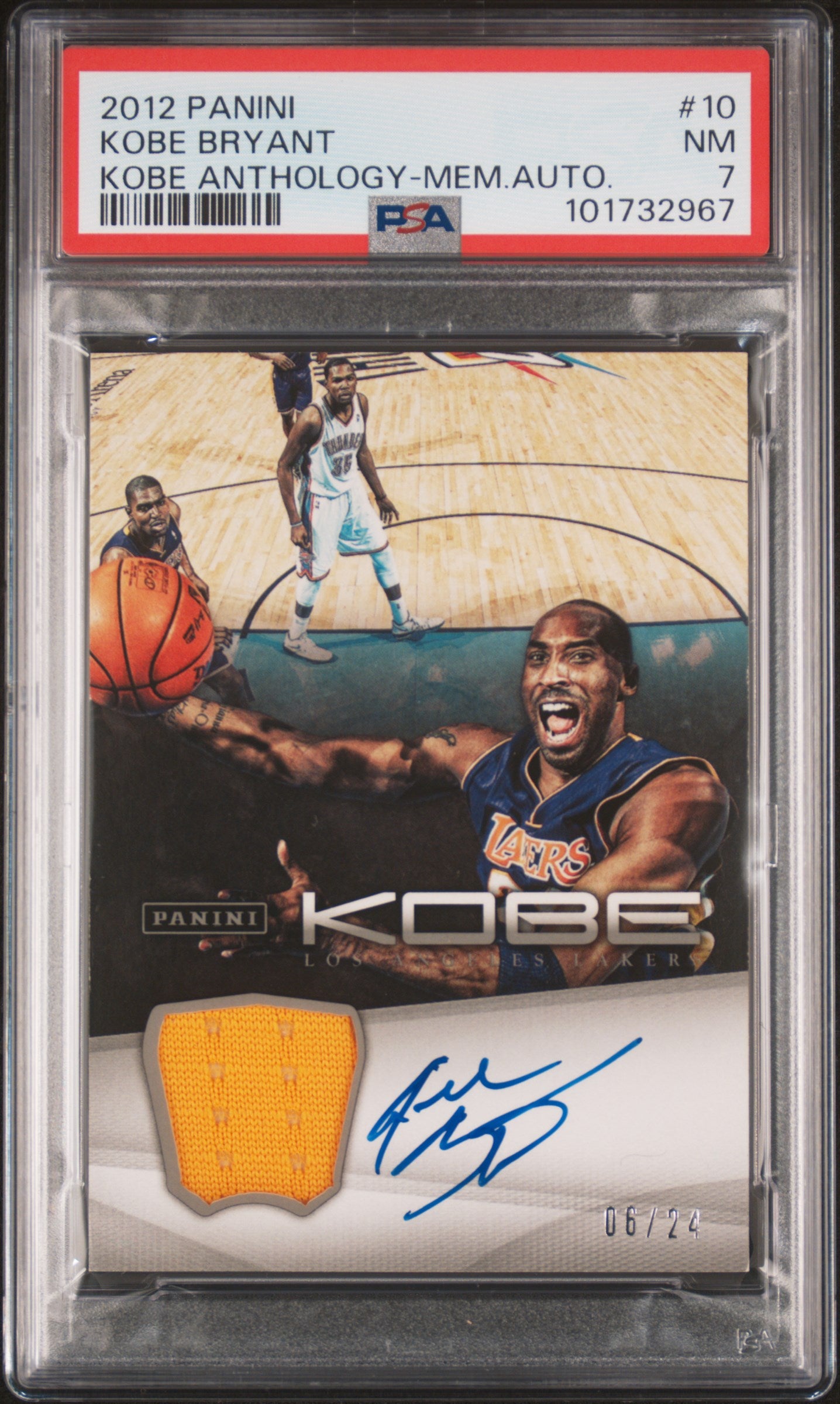 Kobe Bryant 2012 Panini Anthology Jersey Auto #6/24 PSA 7 Near Mint