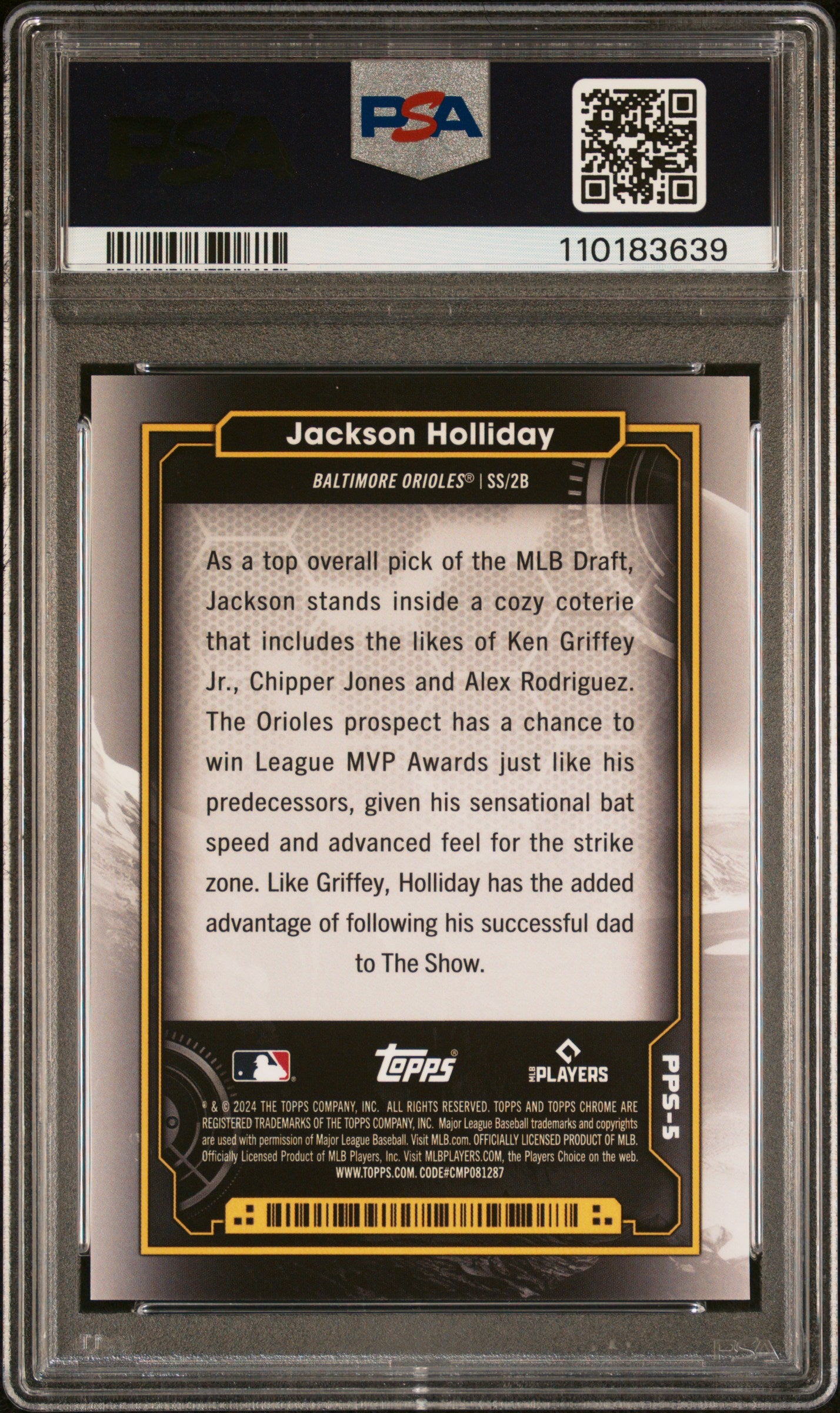 Jackson Holliday 2024 Topps Chrome Cosmic Planetary Sun PSA 10 Gem Mint