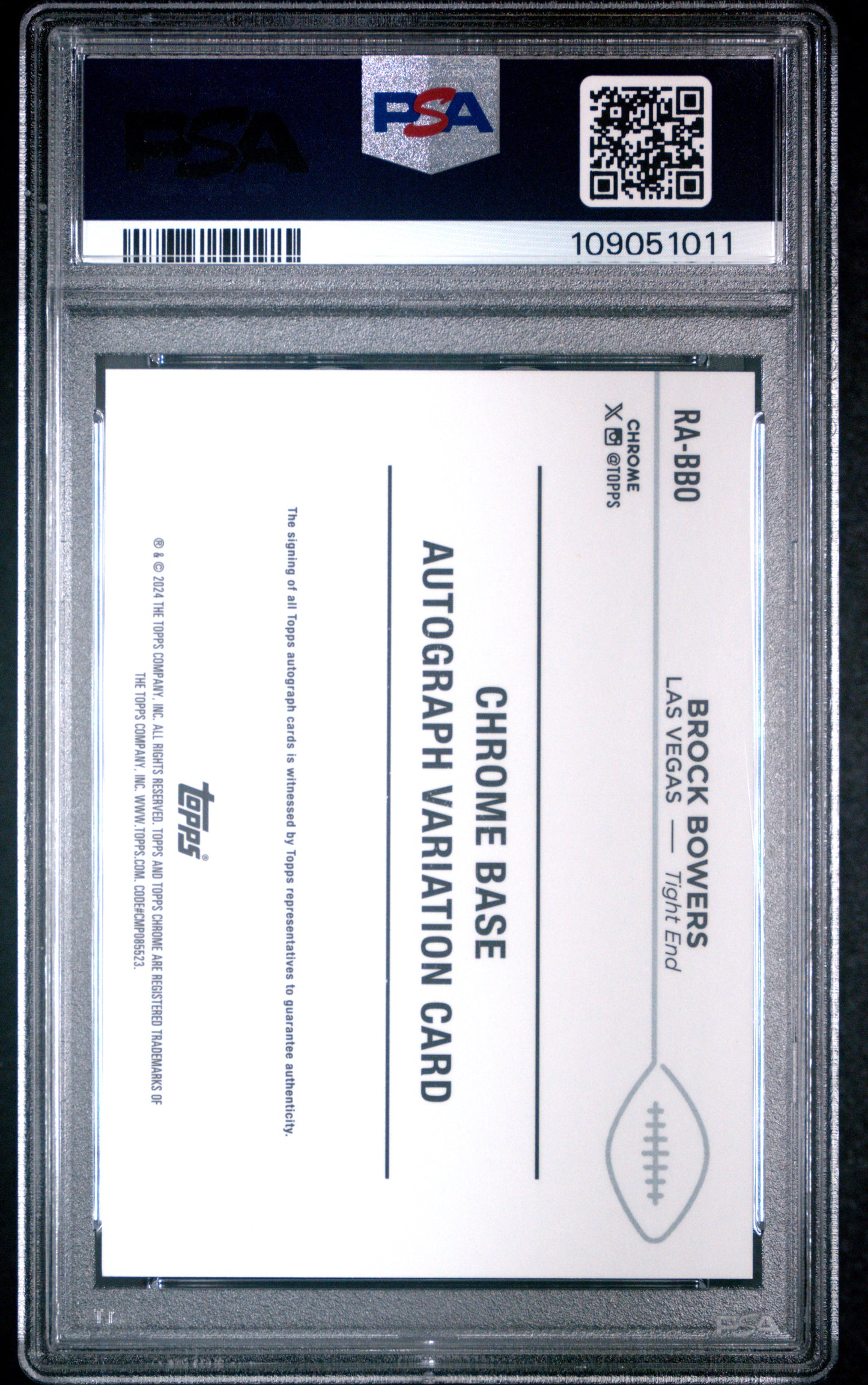Brock Bowers 2024 Topps Chrome Rookie Autograph PSA 9 Mint