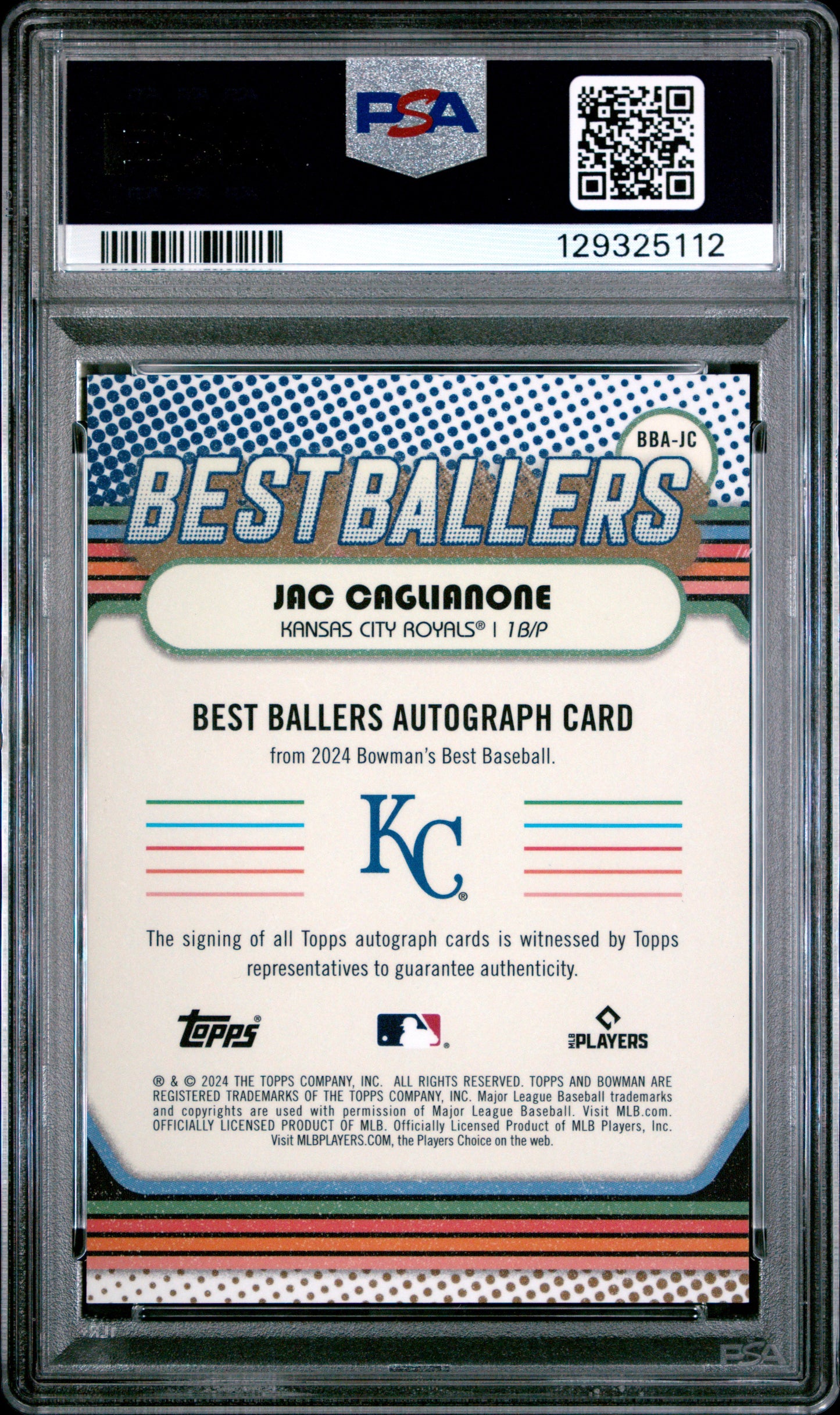 Jac Caglianone 2024 Bowmans Best Ballers Autograph PSA 9 Mint