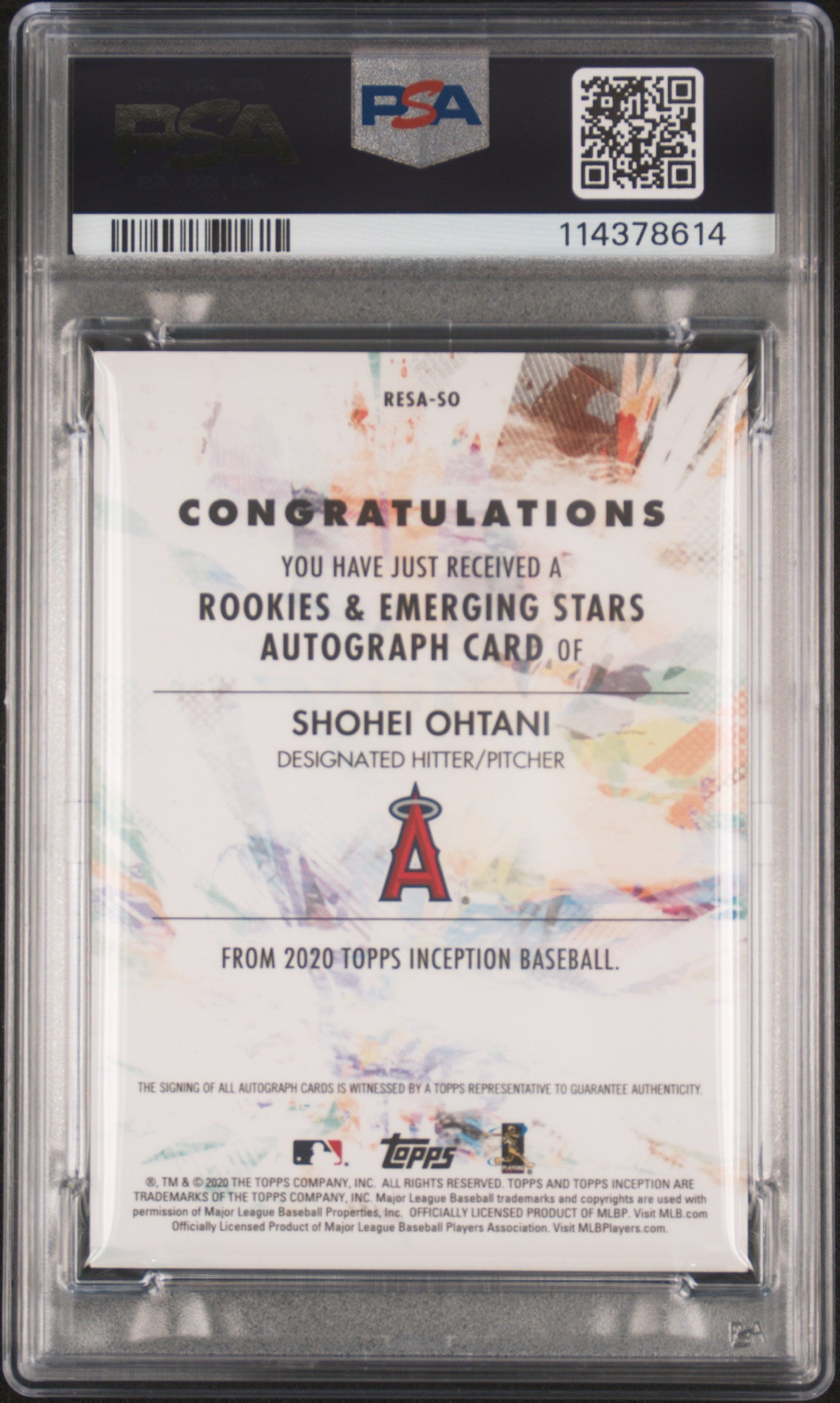 Shohei Ohtani 2020 Topps Inception Blue Rookie Auto #4/25 PSA 9 Mint