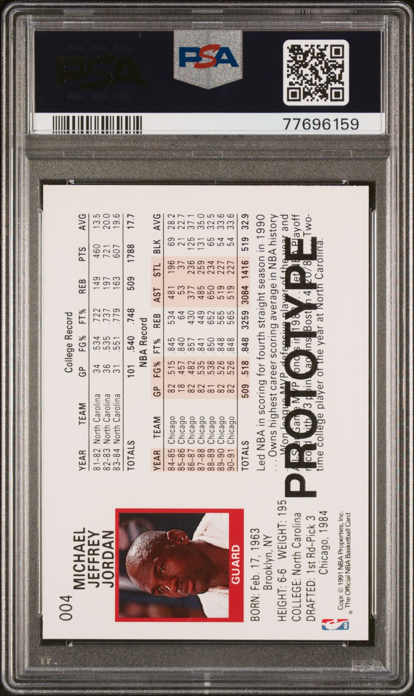 Michael Jordan 1991 Hoops Prototypes #004 PSA 10 Gem Mint