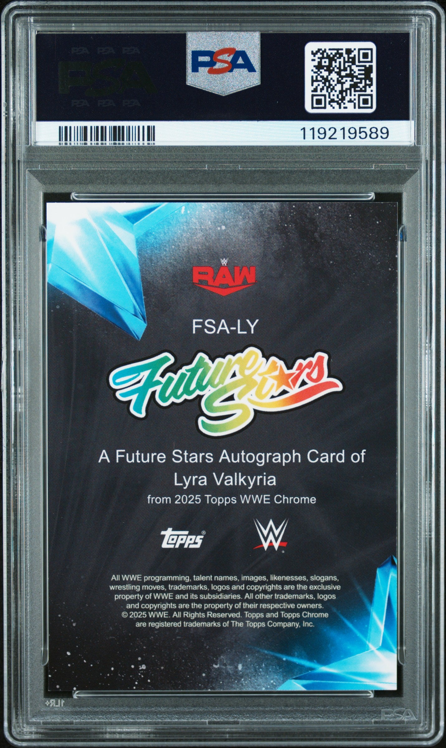 Lyra Valkyria 2025 Topps Chrome WWE Future Stars Auto PSA 10 Auto 10