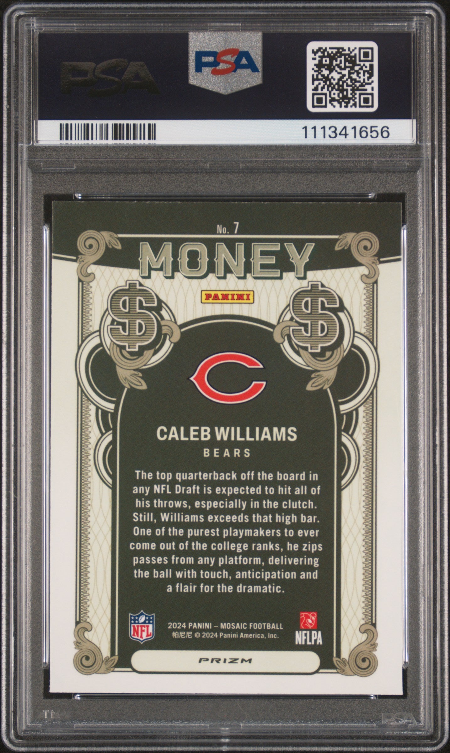 Caleb Williams 2024 Panini Mosaic Money PSA 9 Mint