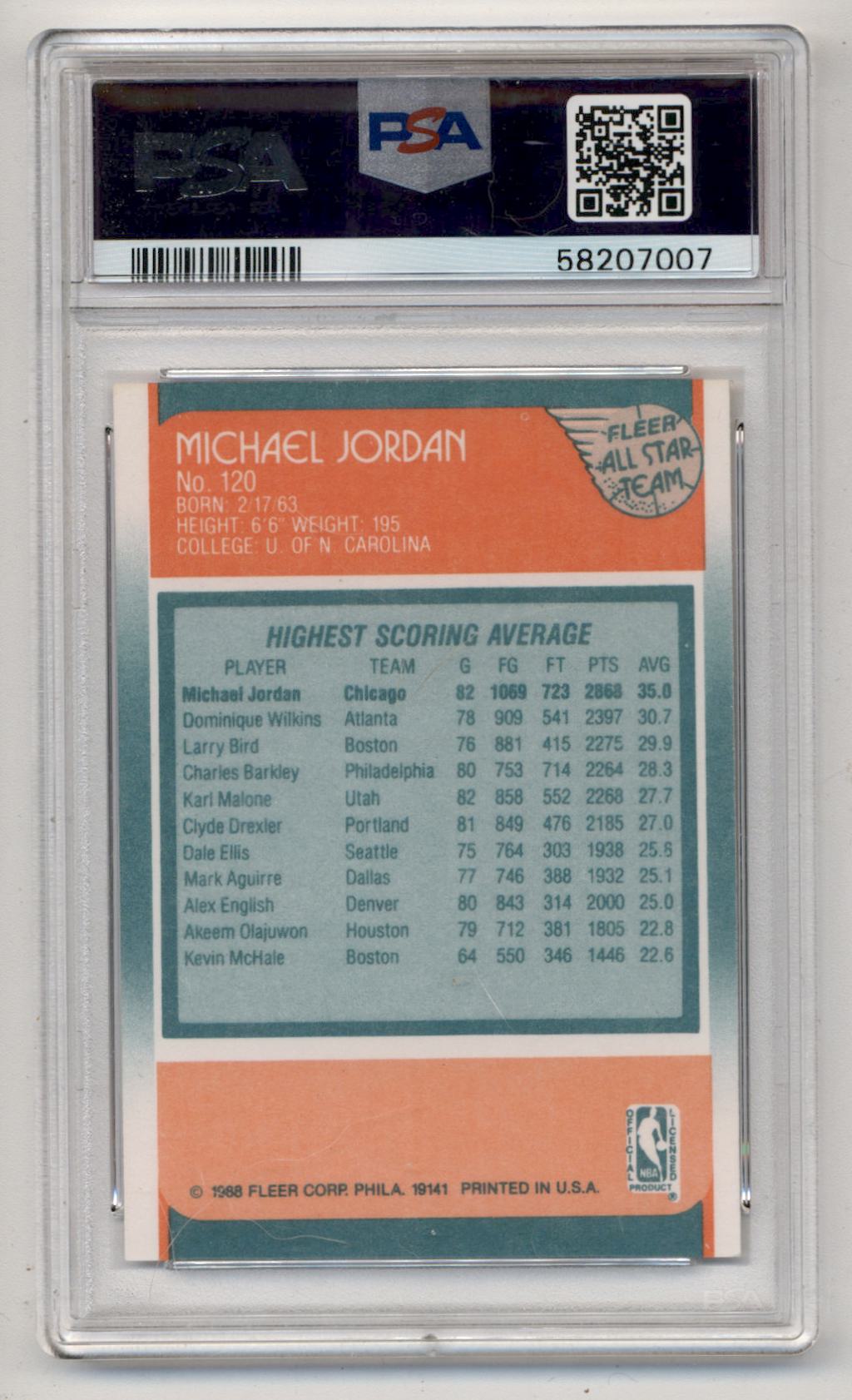 Michael Jordan 1988 Fleer All-Star #120 PSA 8 Nm-Mint 7007