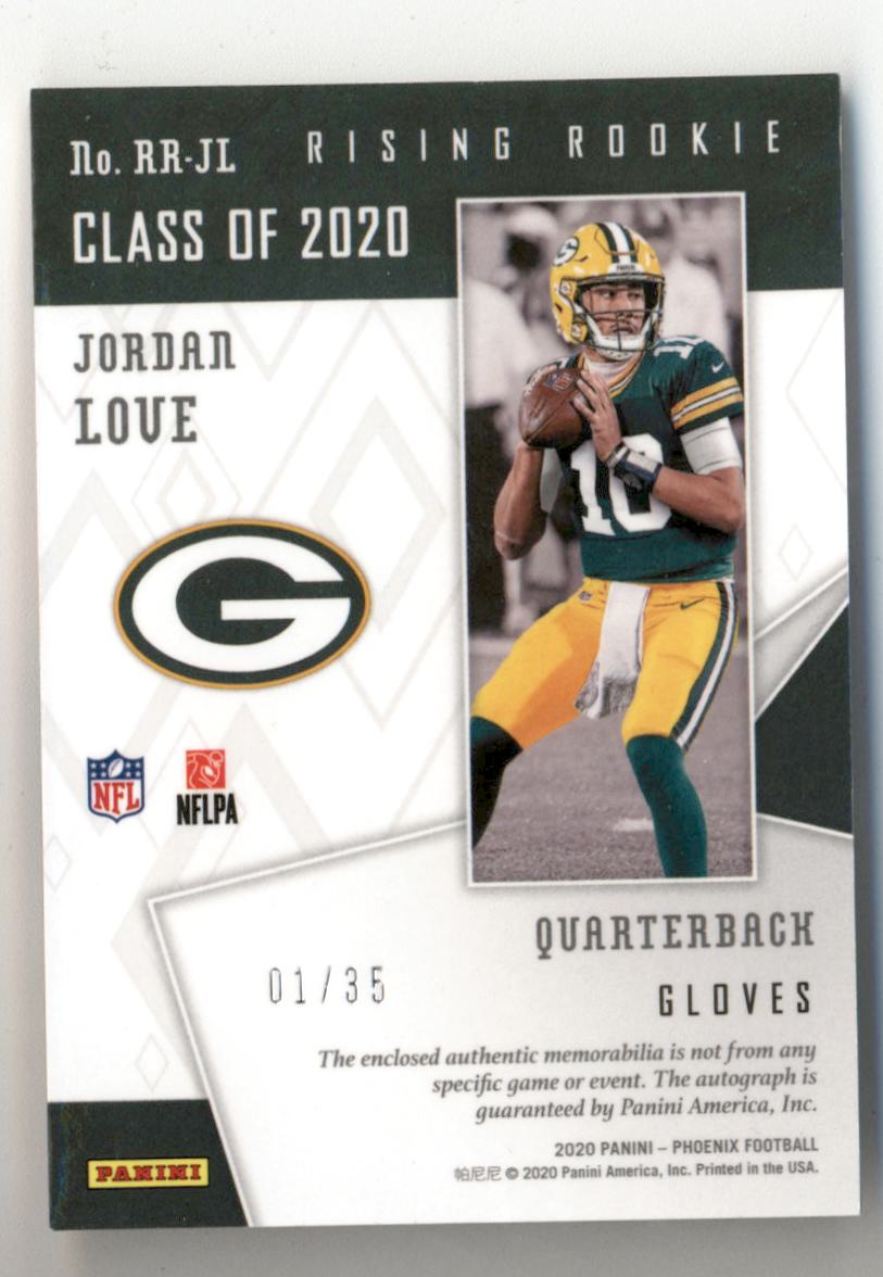 Jordan Love 2020 Panini Phoenix Rising Rookie Glove Auto #1/35