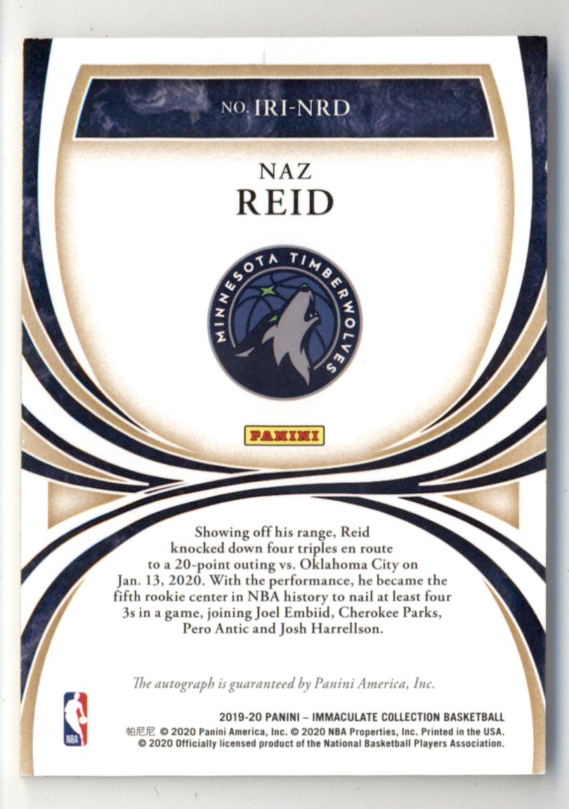 Naz Reid 2019 Panini Immaculate Auto RC #94/99