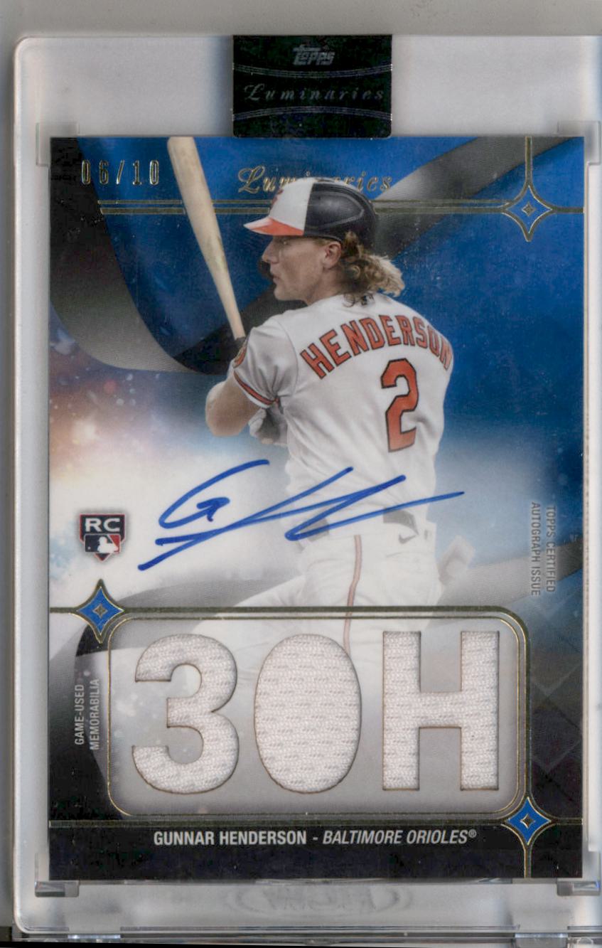 Gunnar Henderson 2023 Topps Luminaries Rookie Jersey Auto #6/10
