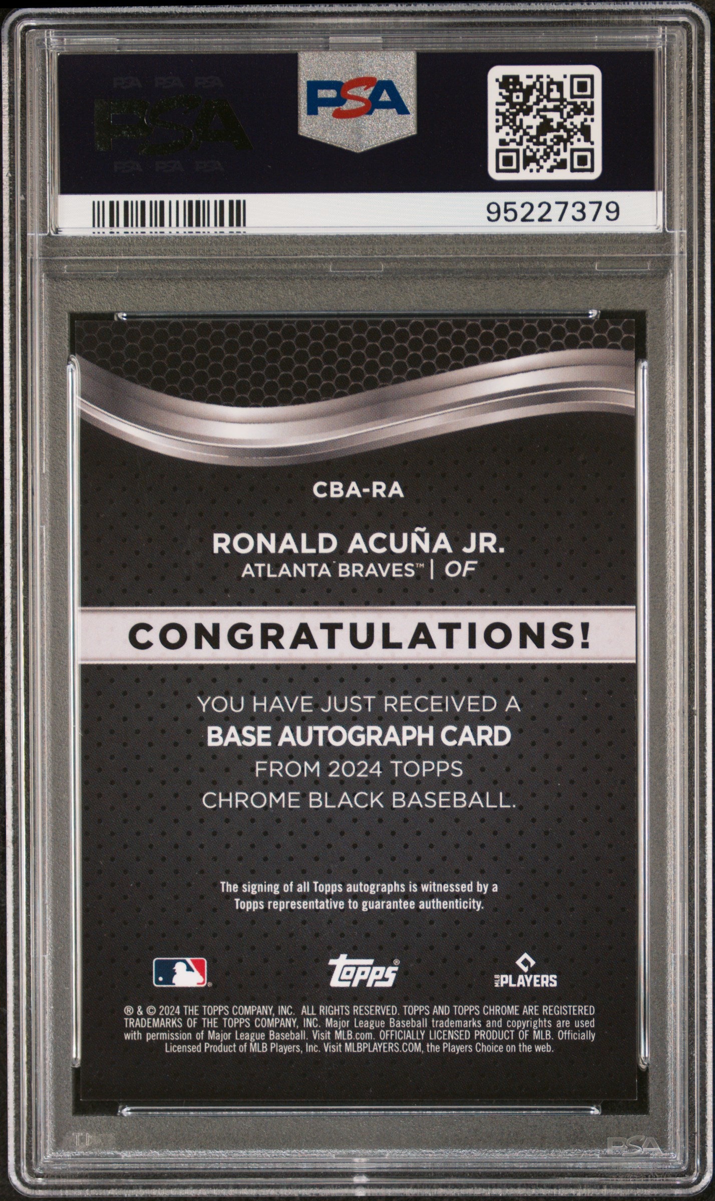 Ronald Acuna Jr. 2023 Topps Chrome Black Gold Refractor Auto #13/50 PSA 10 Auto 10