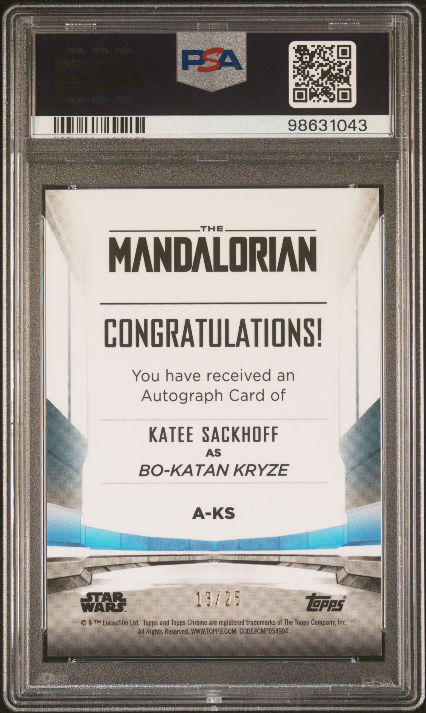 Katie Sackhoff 2022 Topps Chrome Star Wars Orange Refractor Auto #13/25 PSA 10 Auto 10