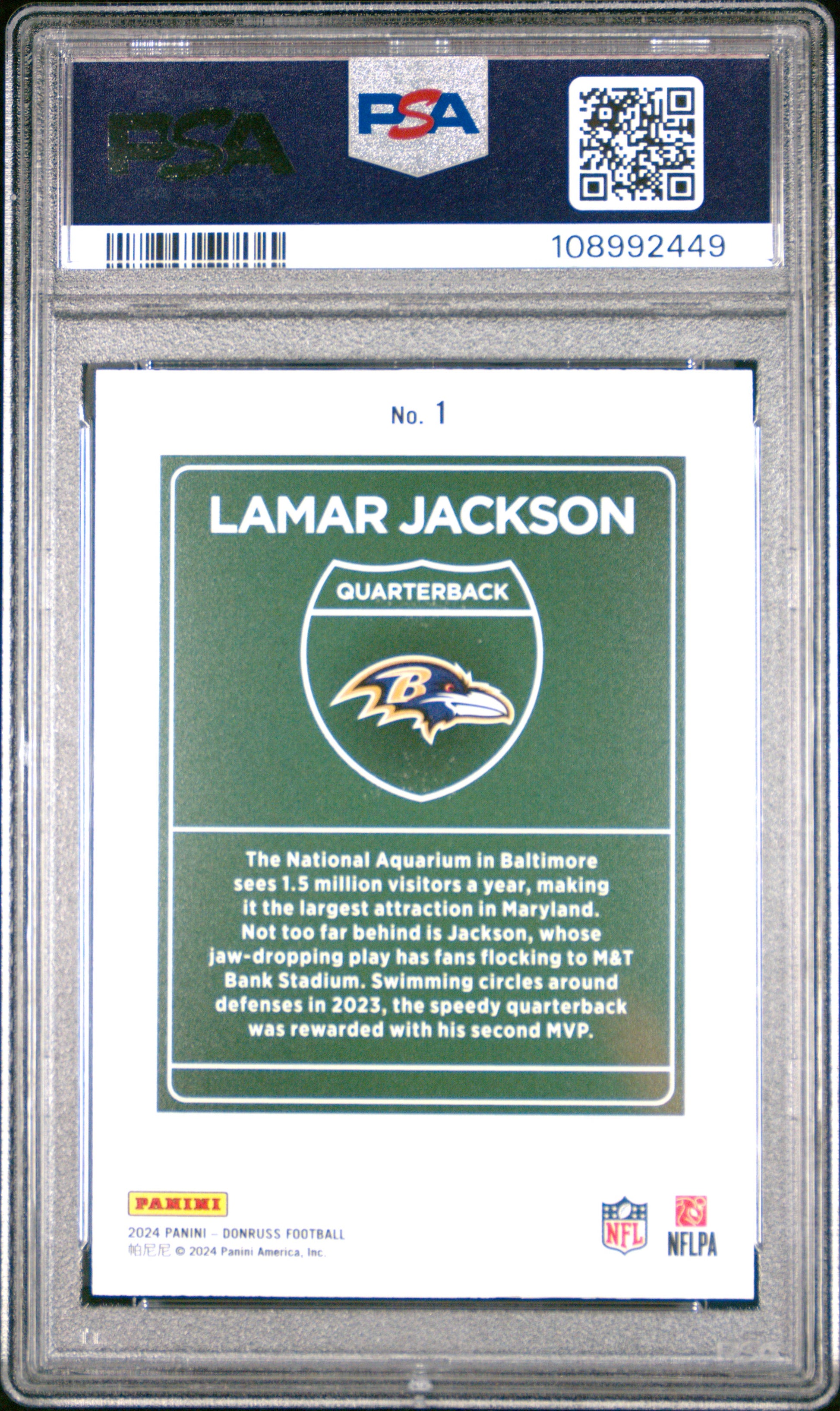 Lamar Jackson 2024 Donruss Downtown PSA 10 Gem Mint