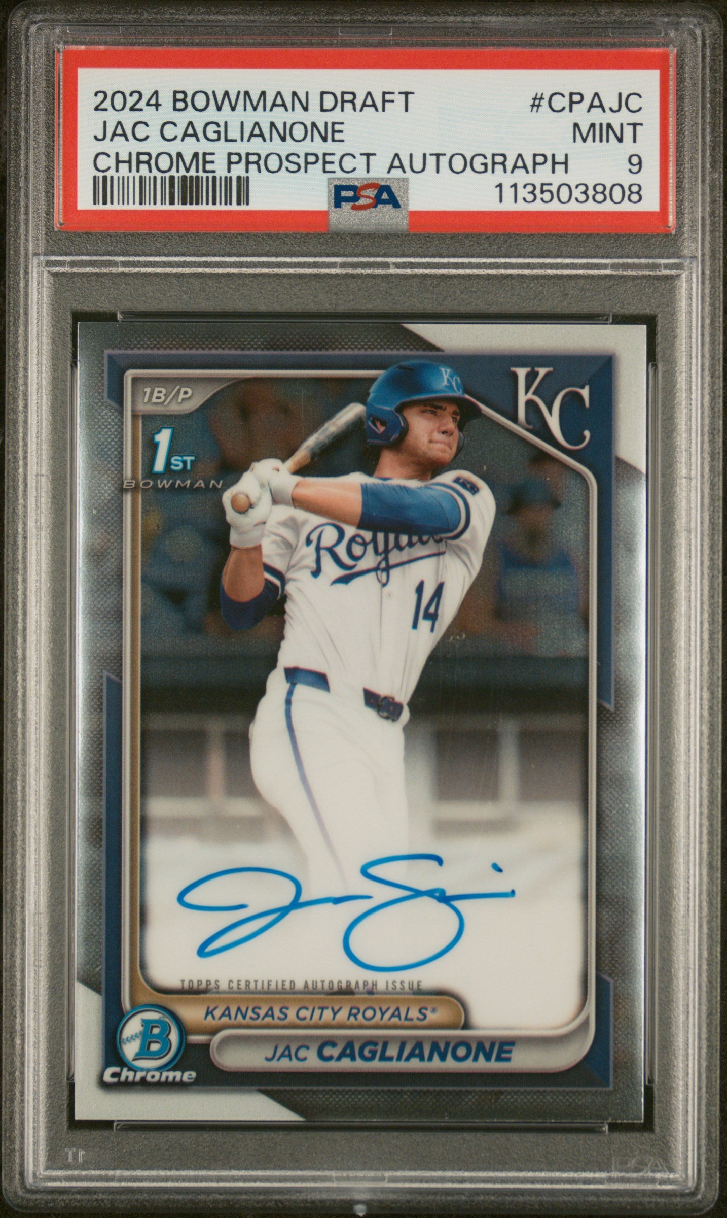 Jac Caglianone 2024 Bowman Draft Auto PSA 9 Mint 3808