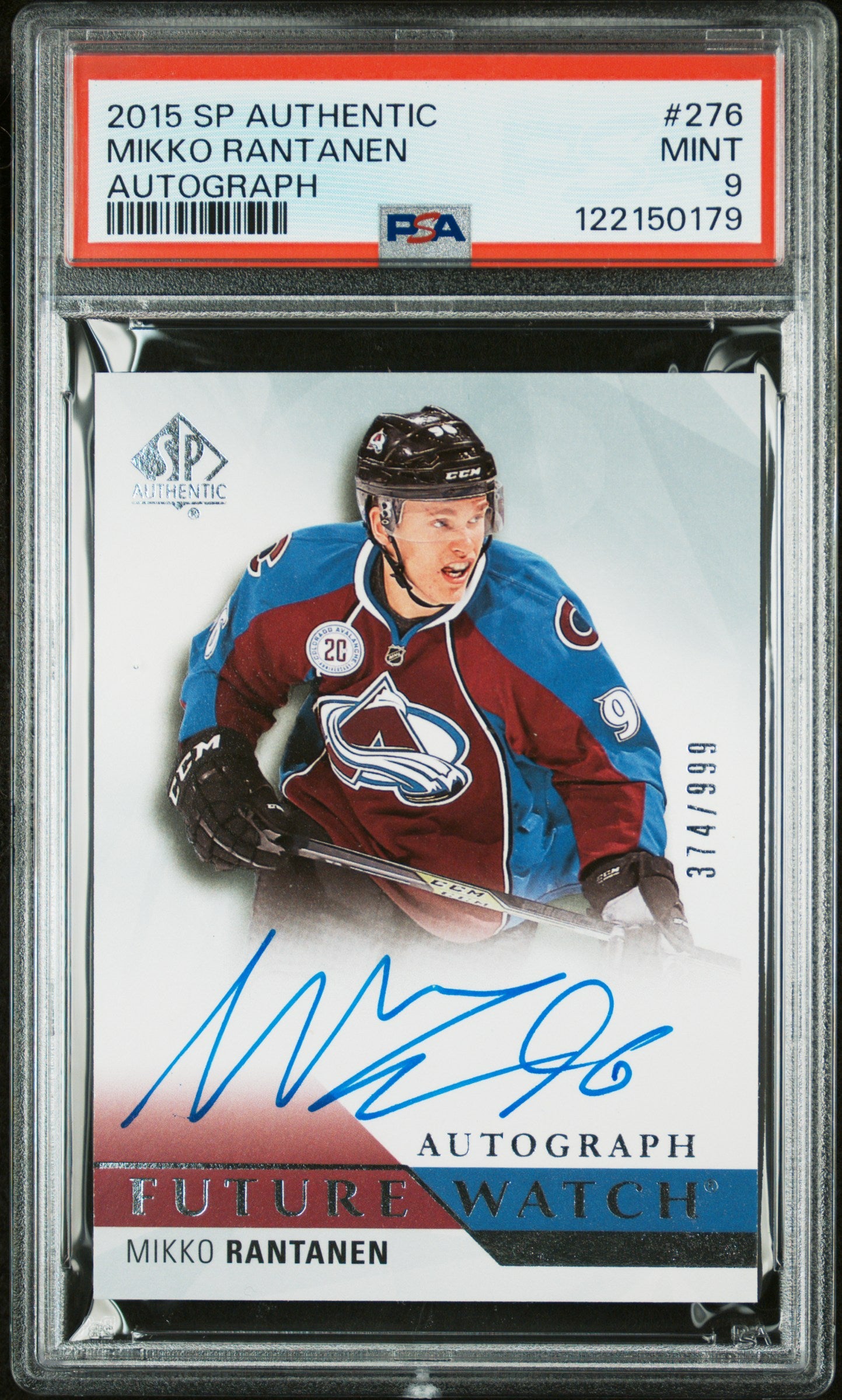 Mikko Rantanen 2015 Upper Deck SP Authentic Rookie Auto #374/999 PSA 9 Mint