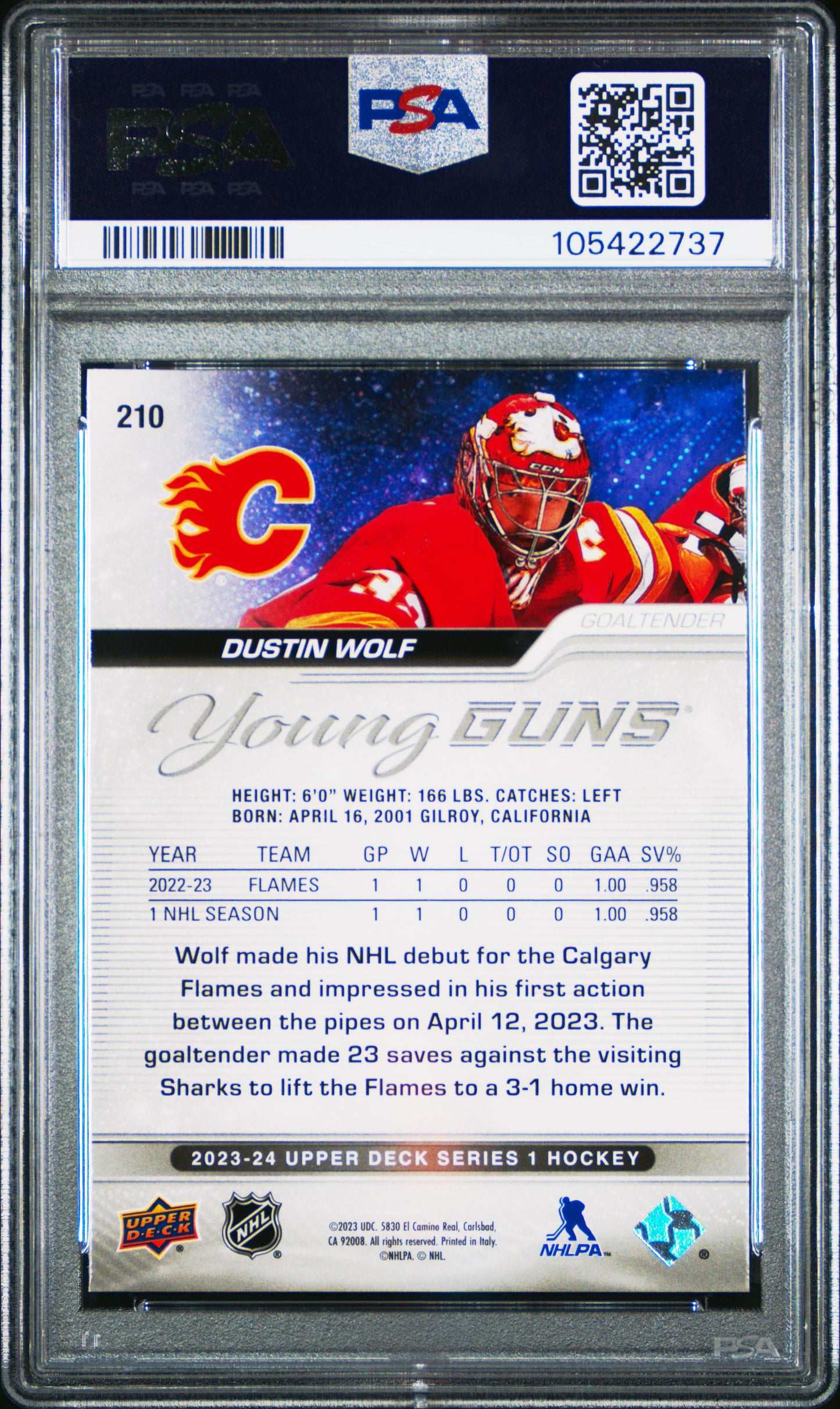 Dustin Walf 2023 Upper Deck Young Guns Outburst #210 PSA 10 Gem Mint