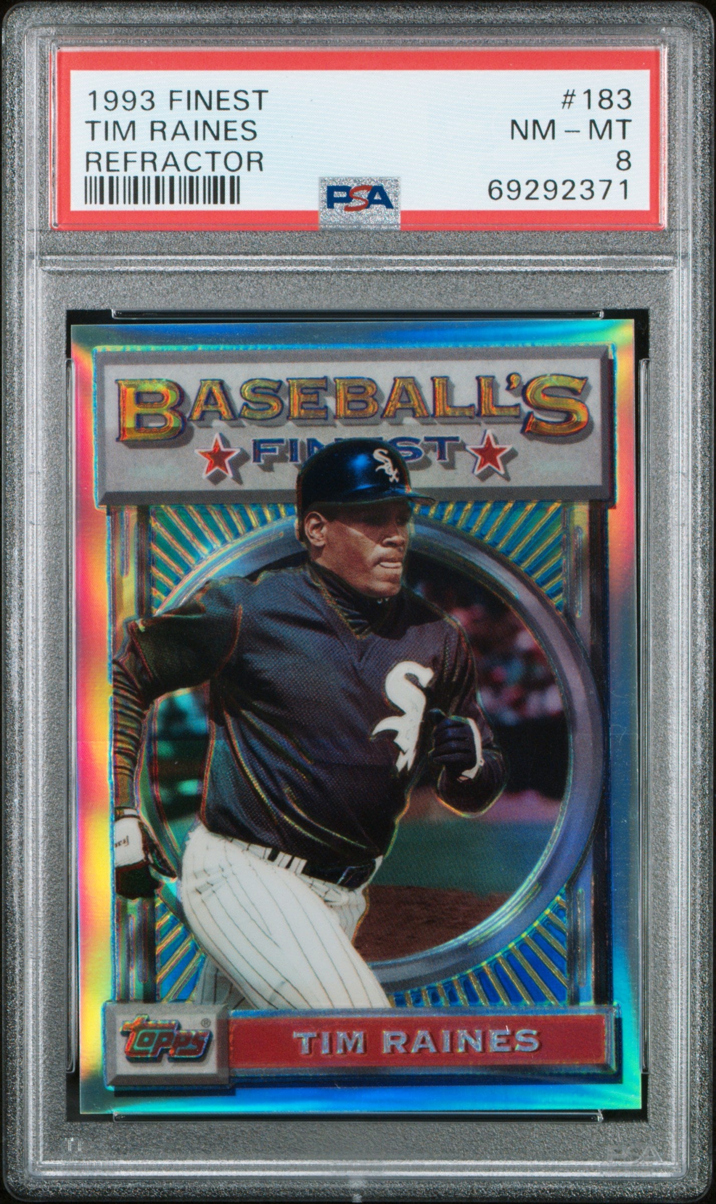 Tim Raines 1993 Topps Finest Refractor #183 PSA 8 Nm-Mint