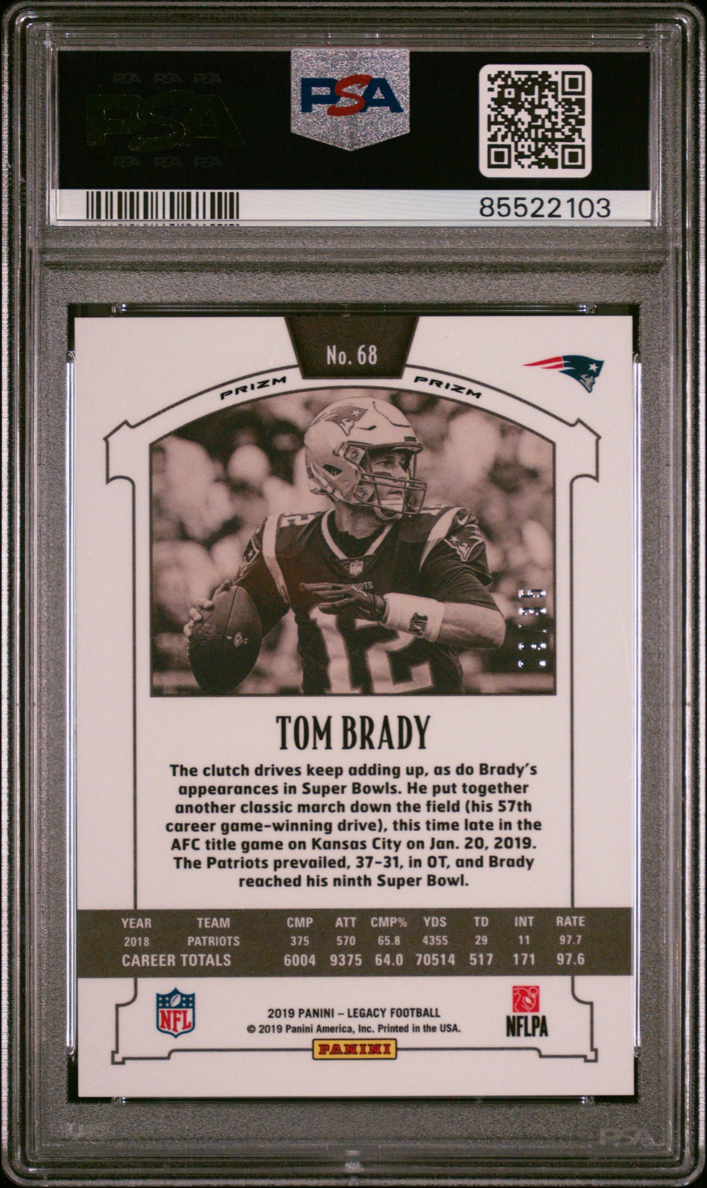 Tom Brady 2019 Panini Legacy Bronze #68 #8/35 PSA 10 Gem Mint