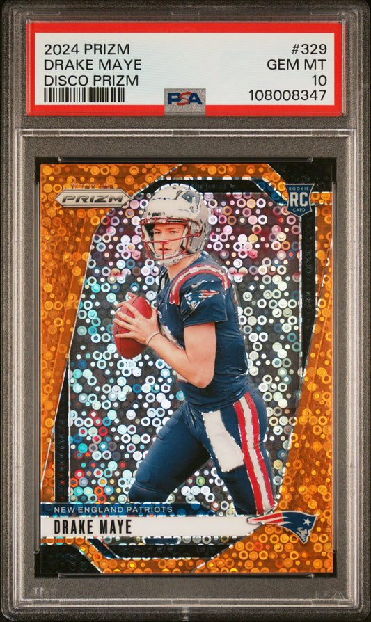 Drake Maye 2024 Panini Prizm Disco Prizm Rookie #329 PSA 10 Gem Mint