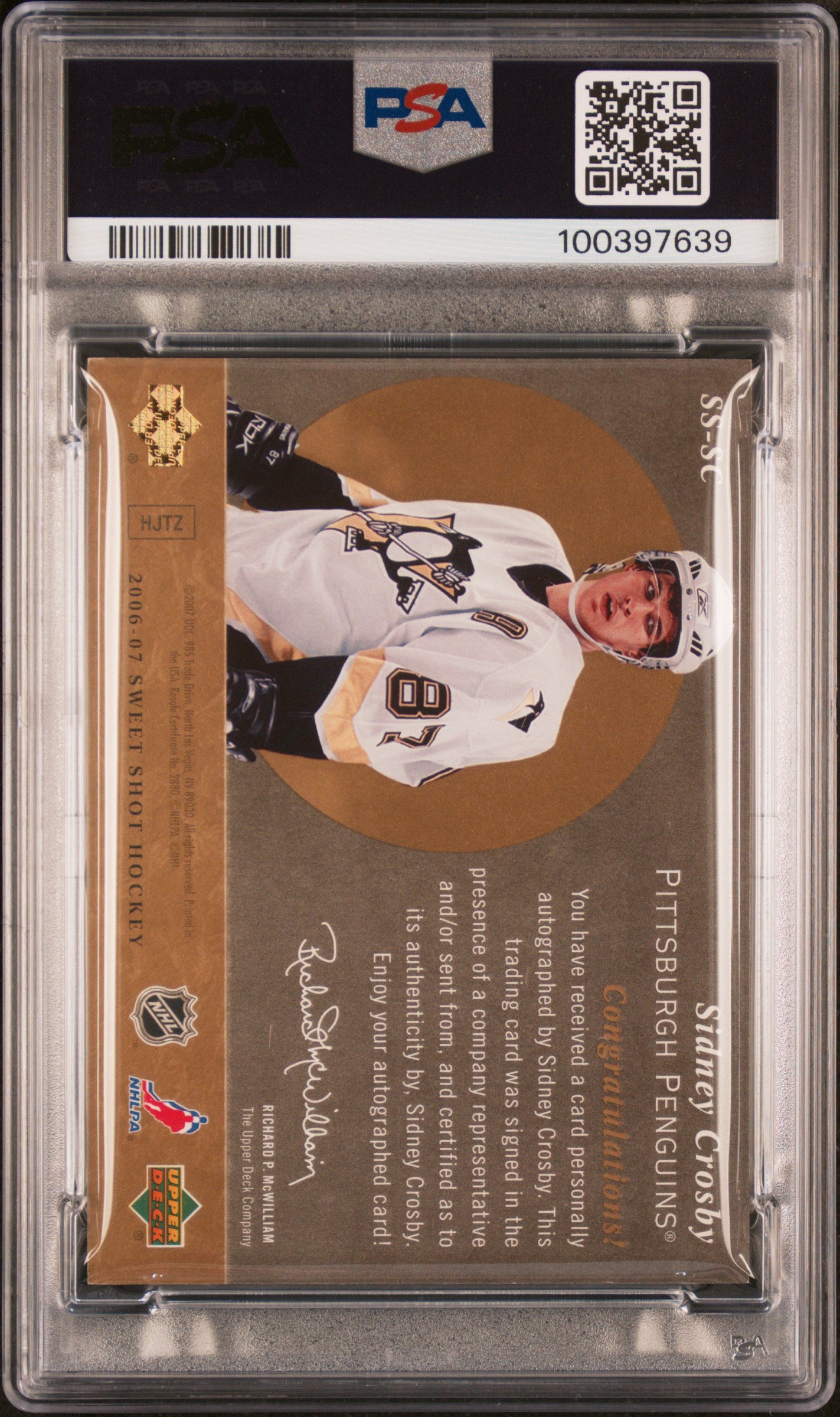 Sidney Crosby 2006 Upper Deck Sweet Shot Signature Shots Auto PSA 8 Nm-Mint