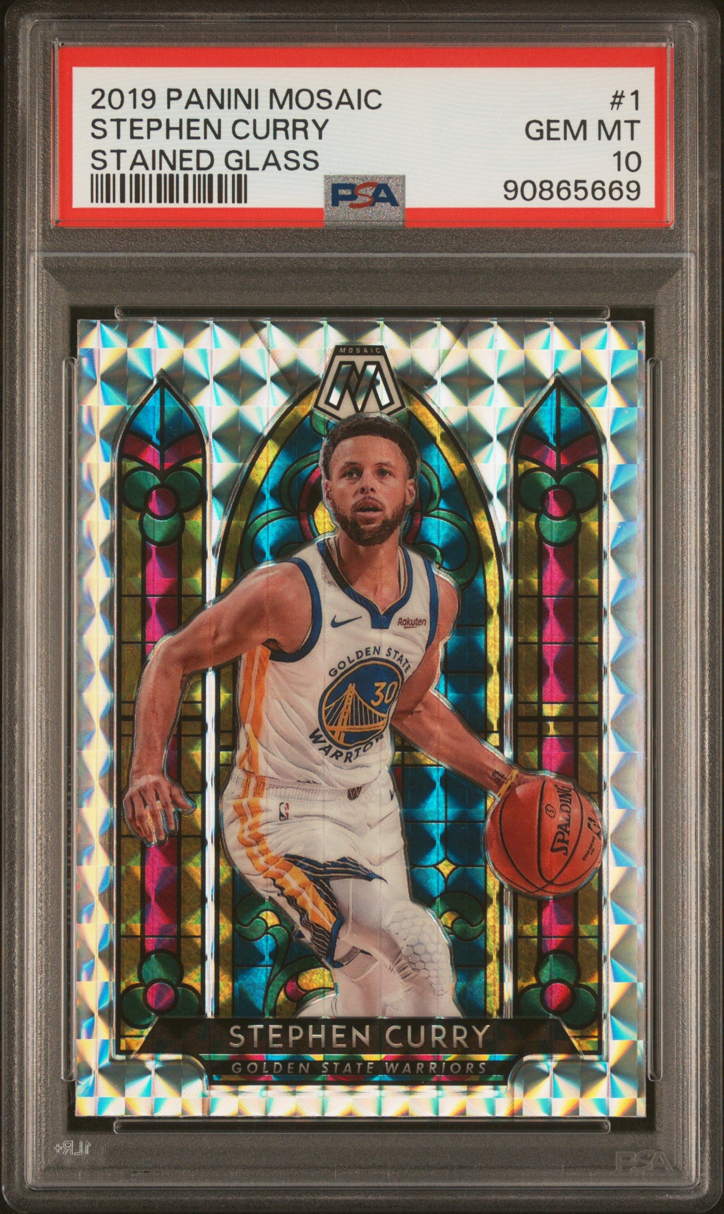 Stephen Curry 2019 Panini Mosaic Stained Glass PSA 10