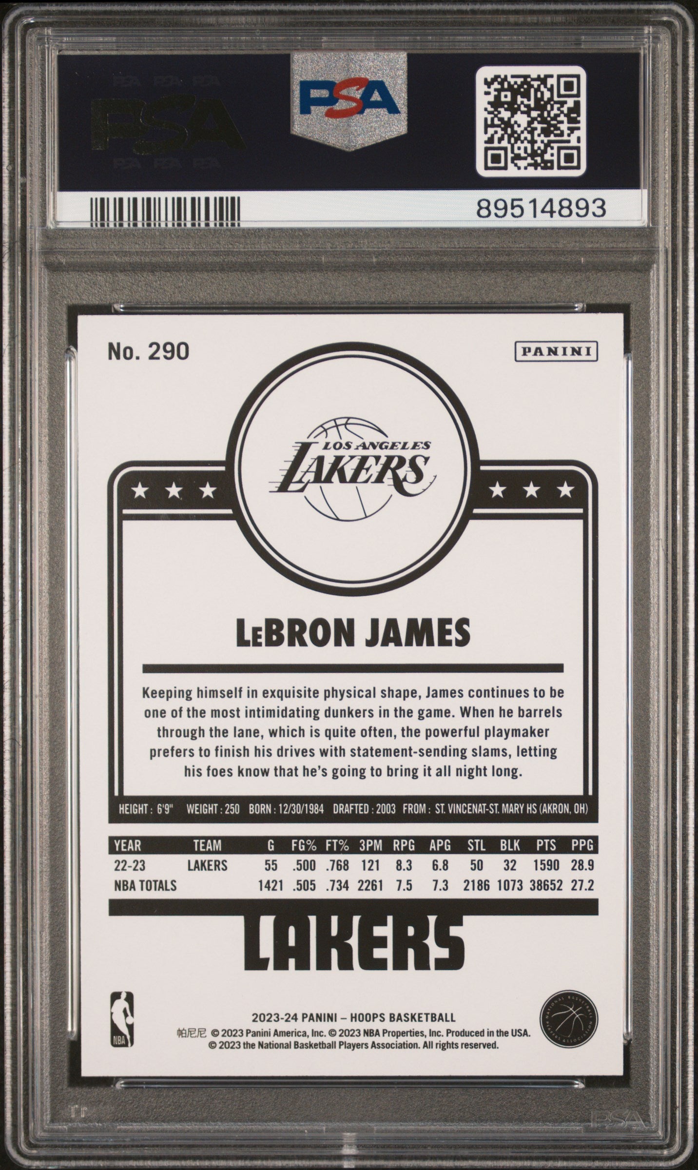 Lebron James 2023 Hoops #290 Teal Explosion PSA 10 Gem Mint