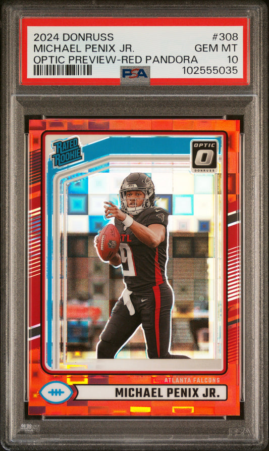 Michael Penix Jr. 2024 Donruss Opric Red Pandora PSA 10 Gem Mint