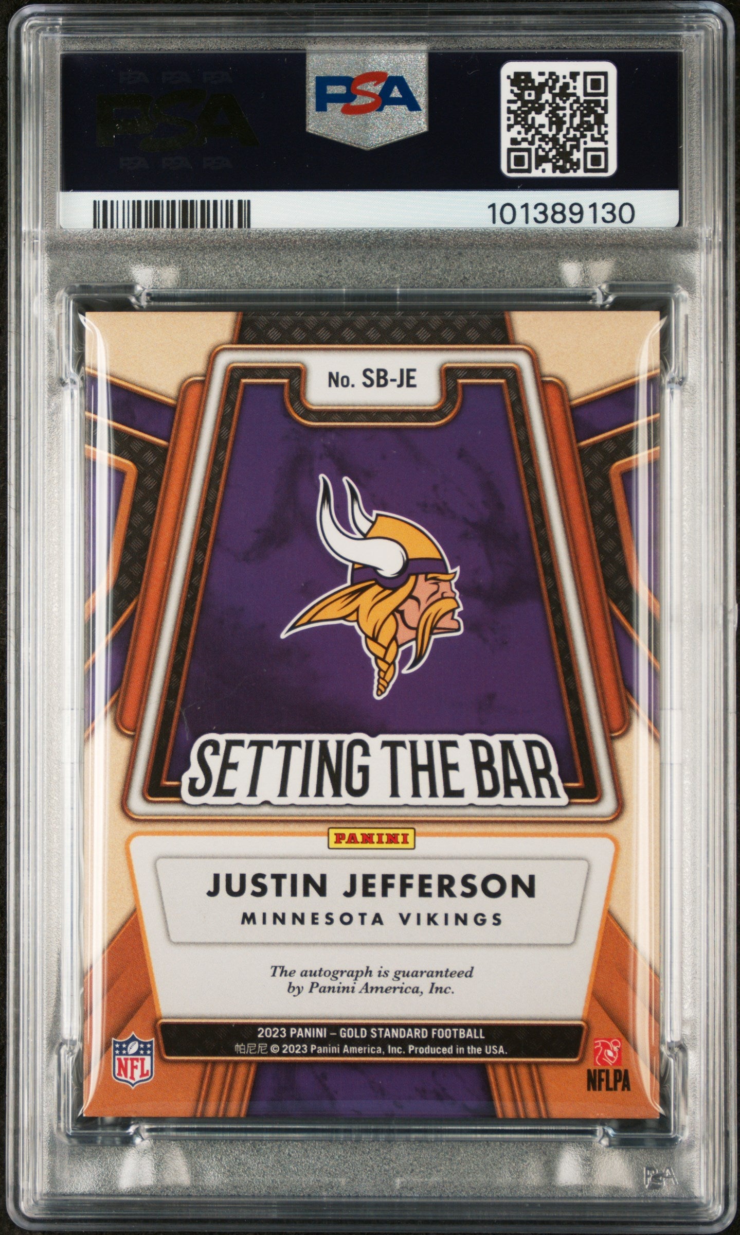 Justin Jefferson 2023 Panini Gold Standard Setting the Bar Auto #11/25 PSA 8 Nm-Mint