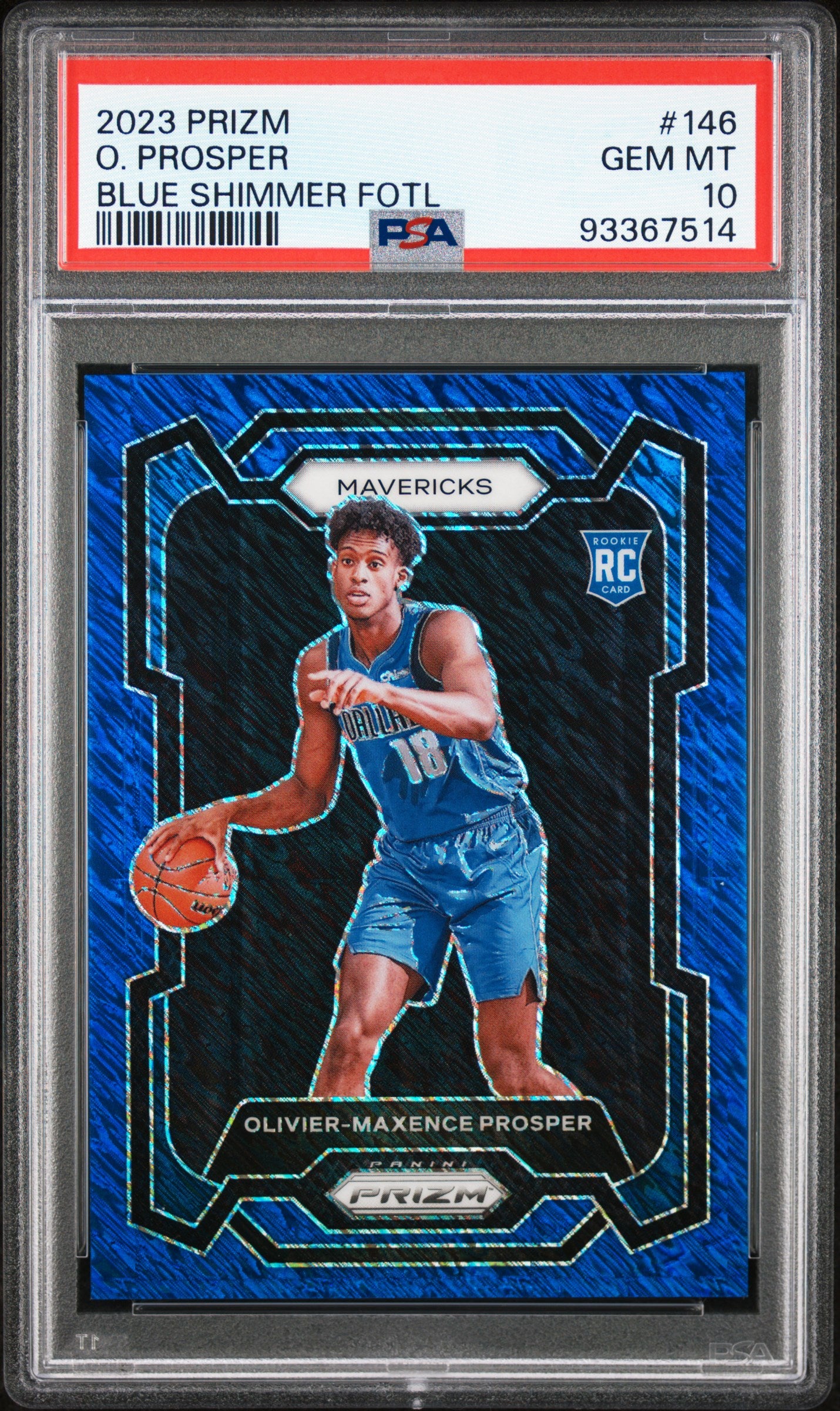 Olivier-Maxence Prosper 2023 Panini Prizm Blue Shimmer #1/35 PSA 10 Gem Mint