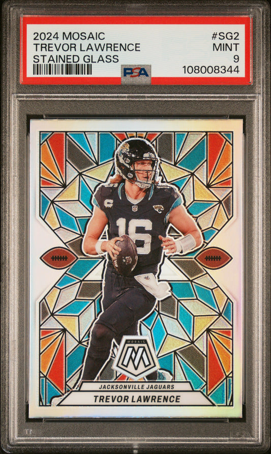 Trevor Lawrece 2024 Panini Mosaic Stained Glass #SG2 PSA 9 Mint