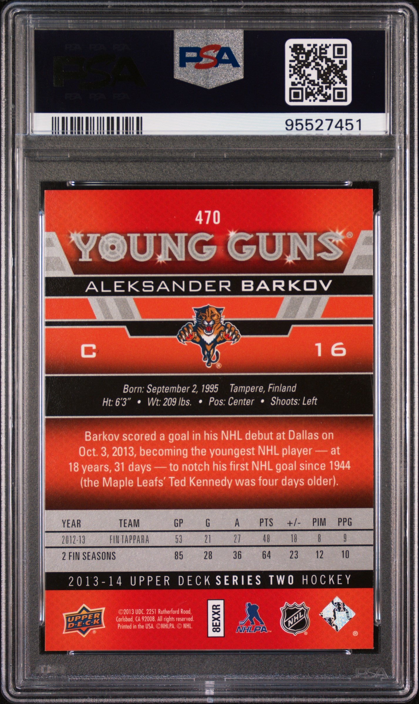 Aleksander Barkov 2013 Upper Deck RC #470 PSA 10 Gem Mint
