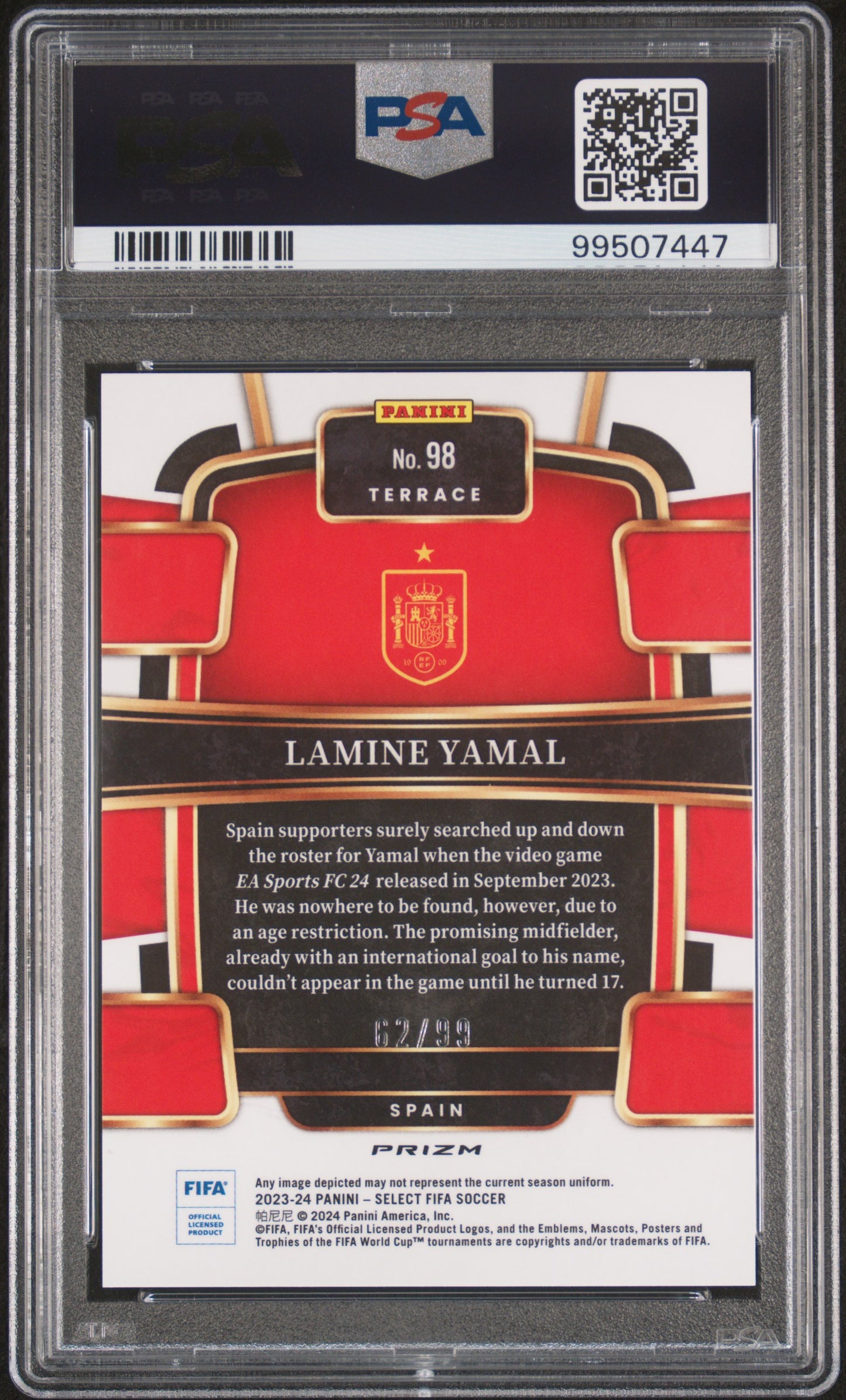 Lamine Yamal 2023 Select FIFA #98 Winter Camo PSA 10 Gem Mint
