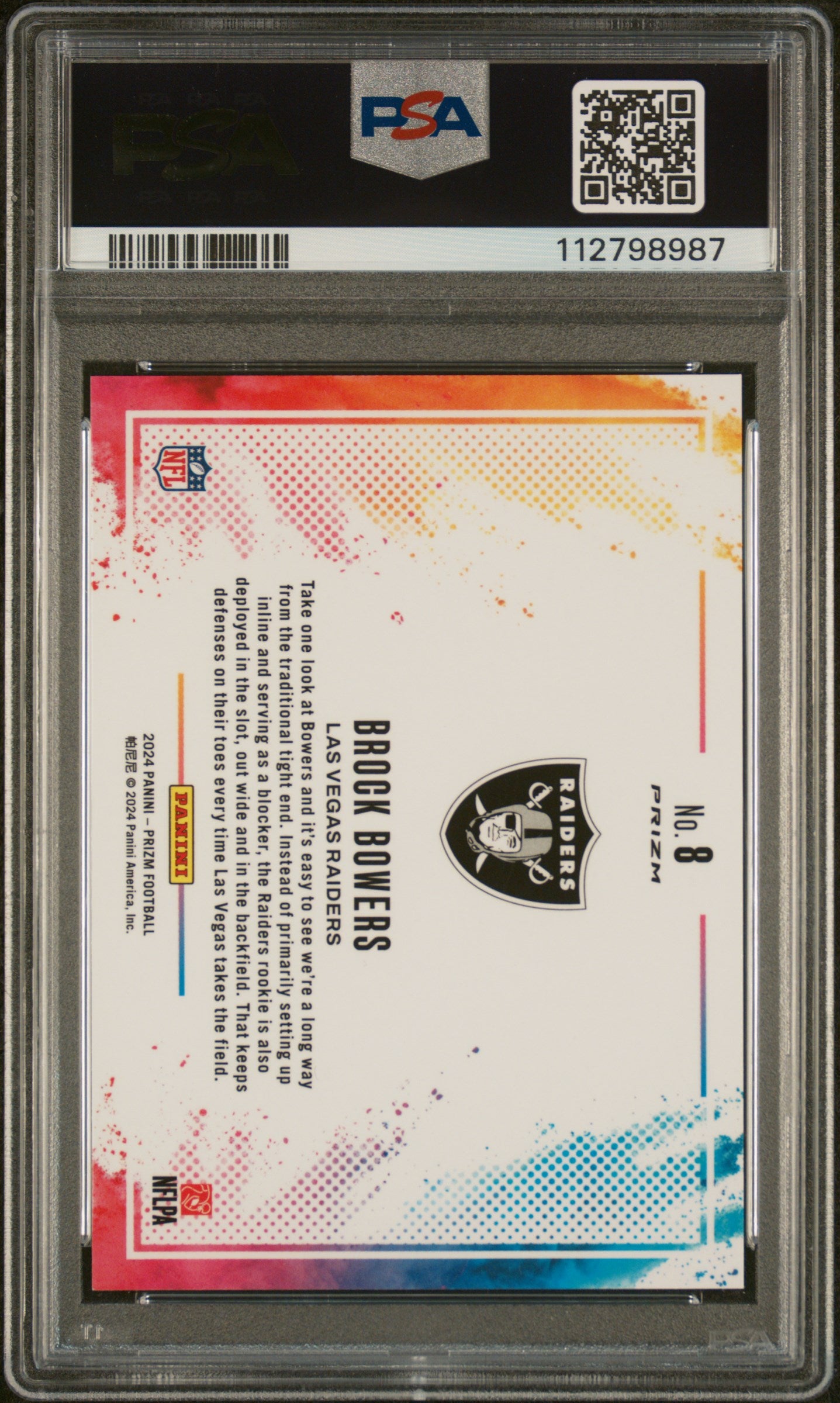 Brock Bowers 2024 Panini Prizm Color Blast PSA 10 Gem Mint