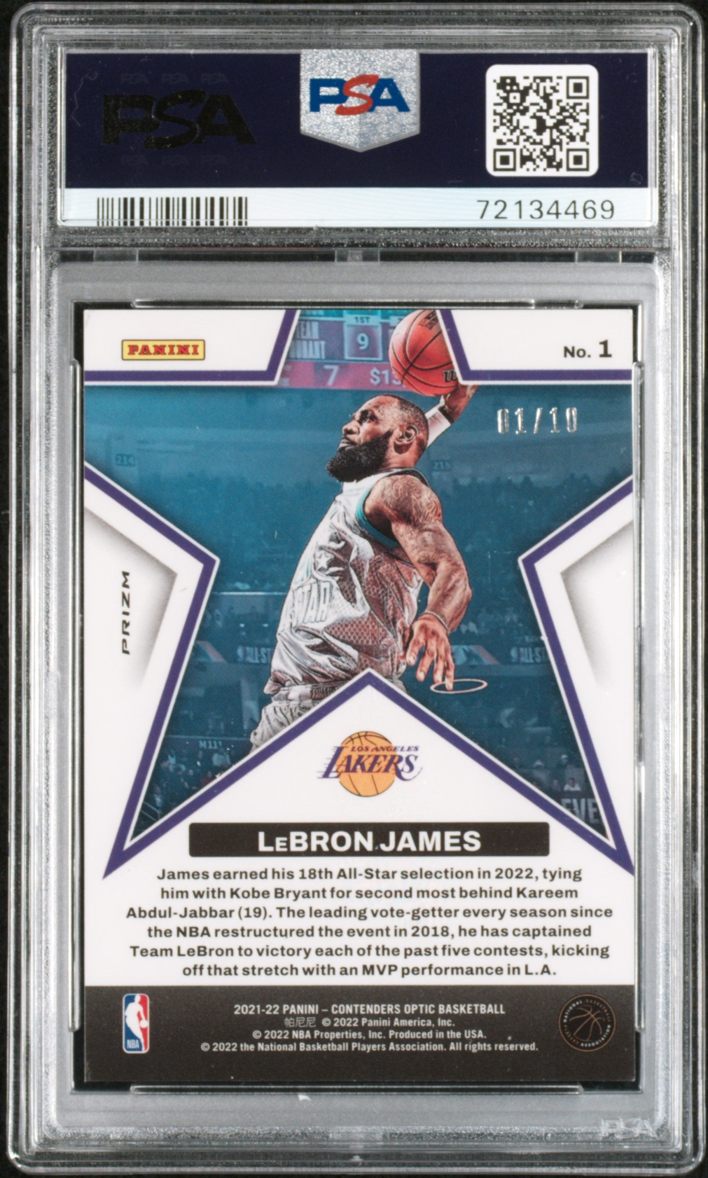 LeBron James 2021 Contenders Optic All-Star Aspirations Gold #1/10 PSA 9 Mint