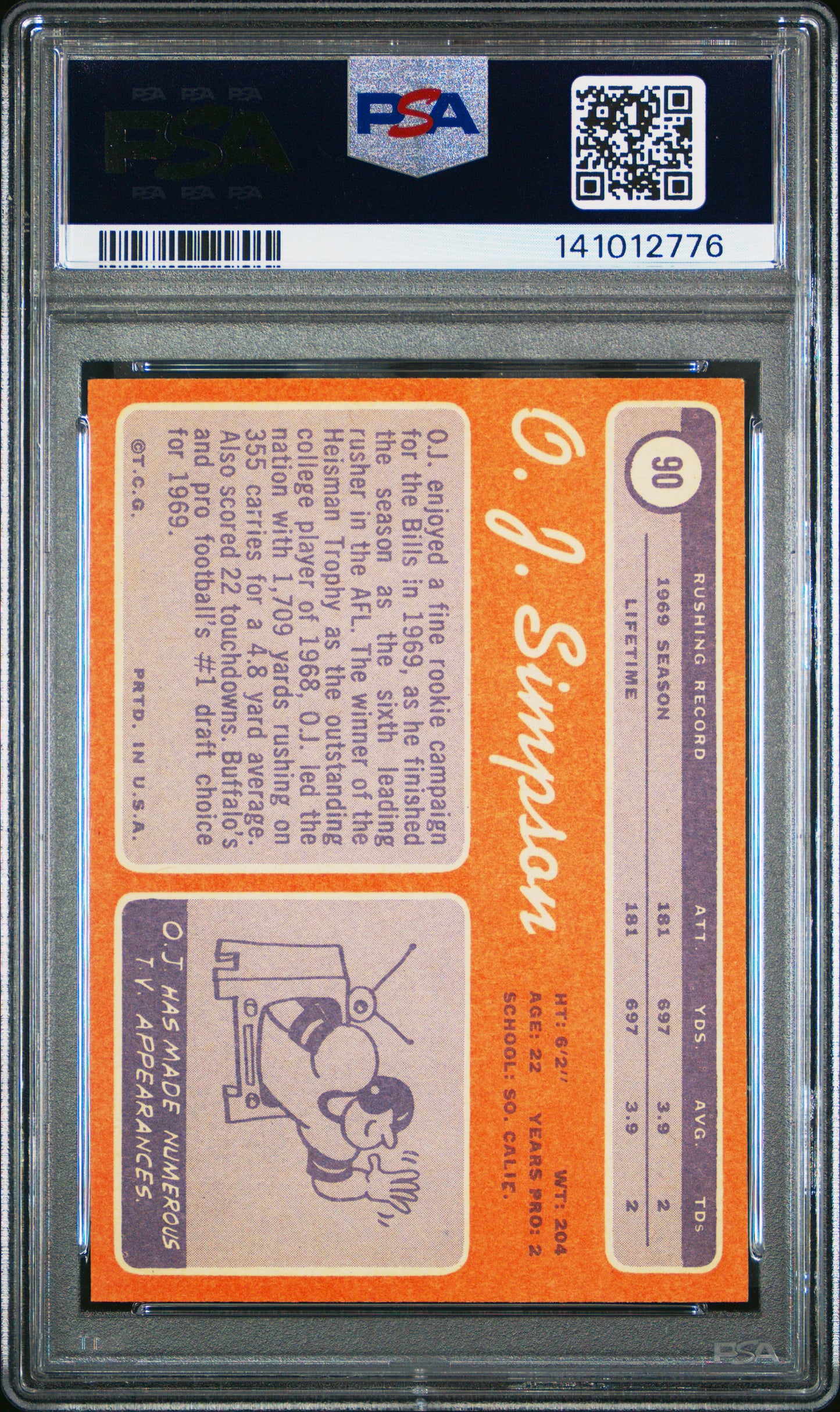 OJ Simpson 1970 Topps Rookie #90 PSA 7 Near Mint