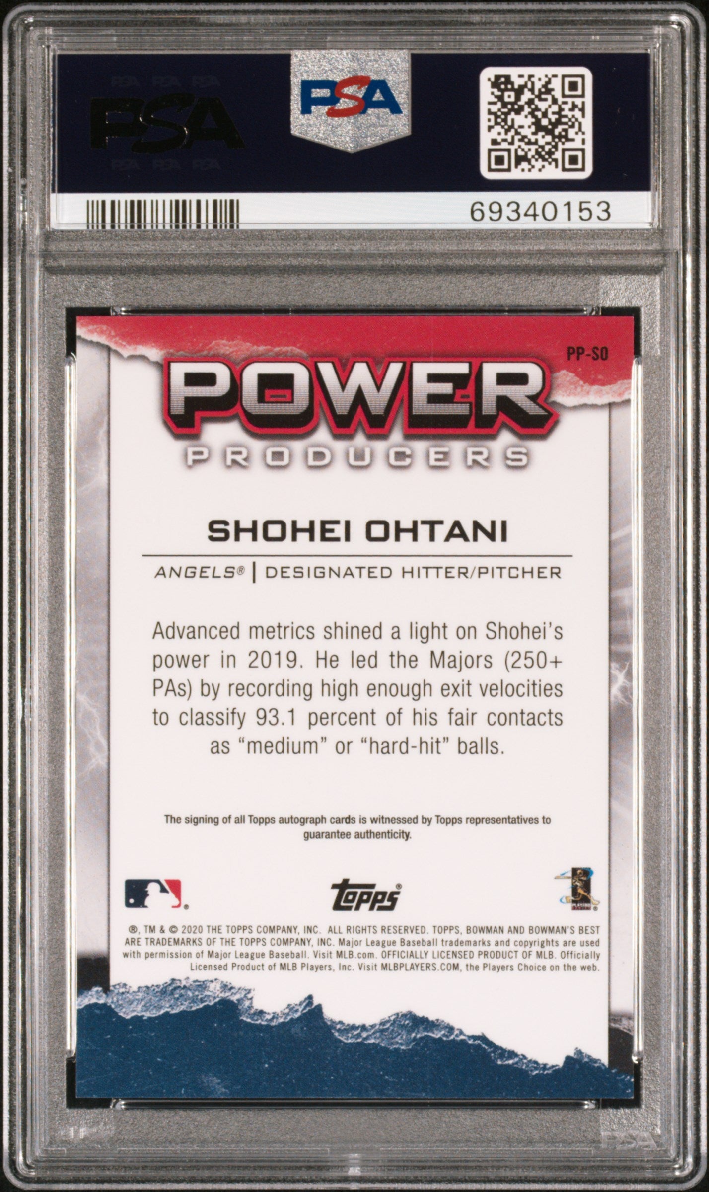 Shohei Ohtani 2020 Bowmans Best Power Producers Auto #35/99 PSA 9 Mint