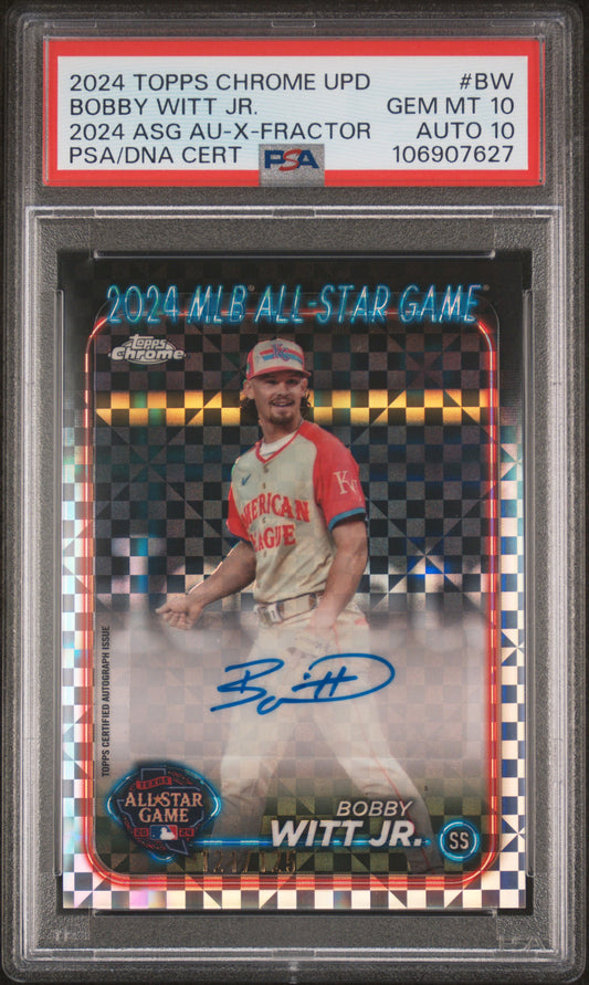 Bobby Witt Jr. 2024 Topps Chrome Update All-Star X-Fractor Auto PSA 10 Auto 10