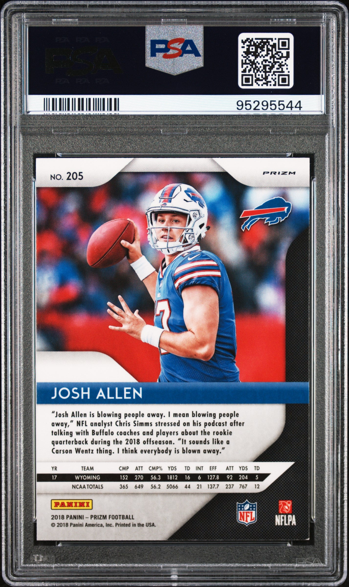 Josh Allen 2018 Panini Prizm Rookie #205 Red White Blue Prizm #205 PSA 9 Mint