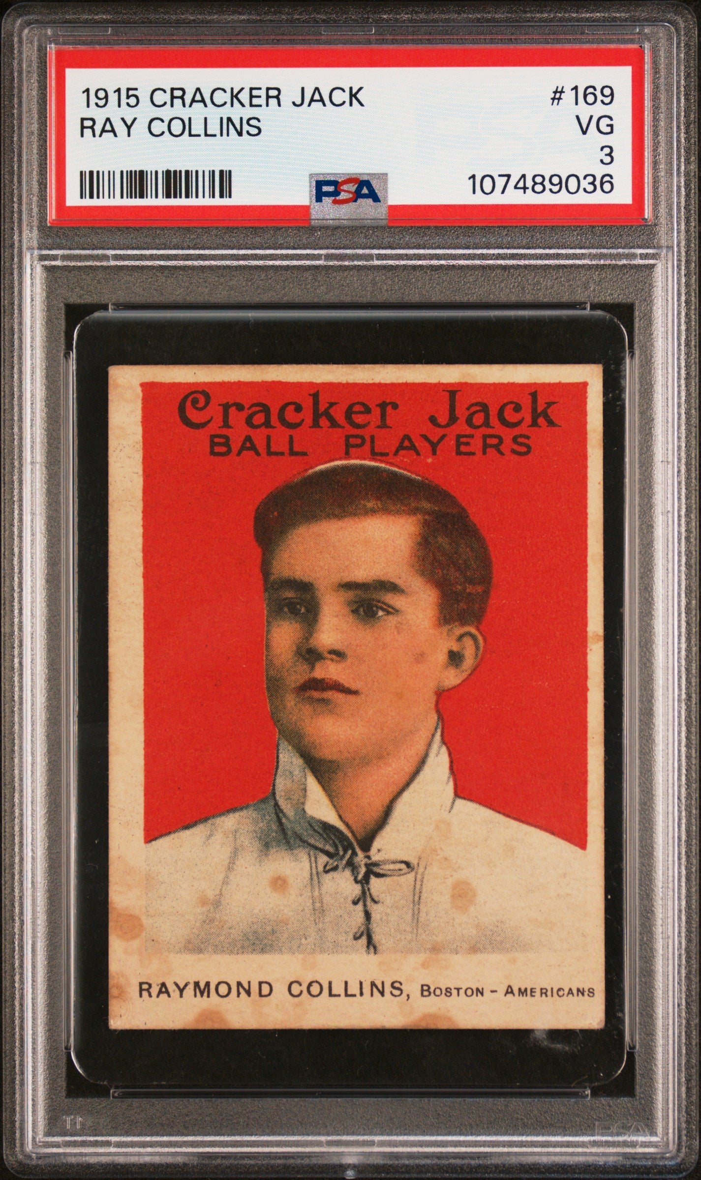 Ray Collins 1915 Cracker Jack #169 PSA 3 Very Good