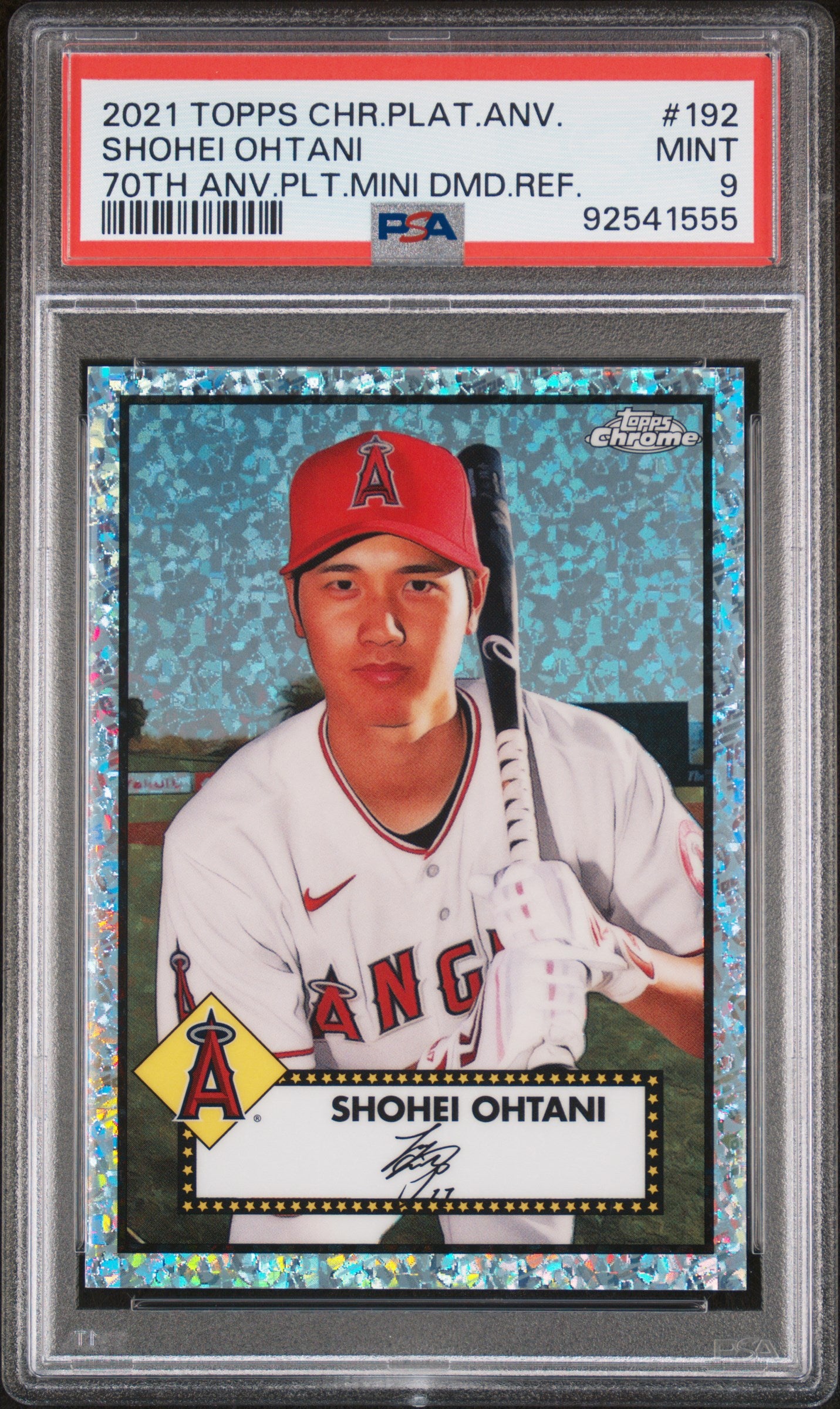 Shohei Ohtani 2021 Topps Chrome Platinum Anniversary Mini Diamond Refractor #45/70 PSA 9 Mint