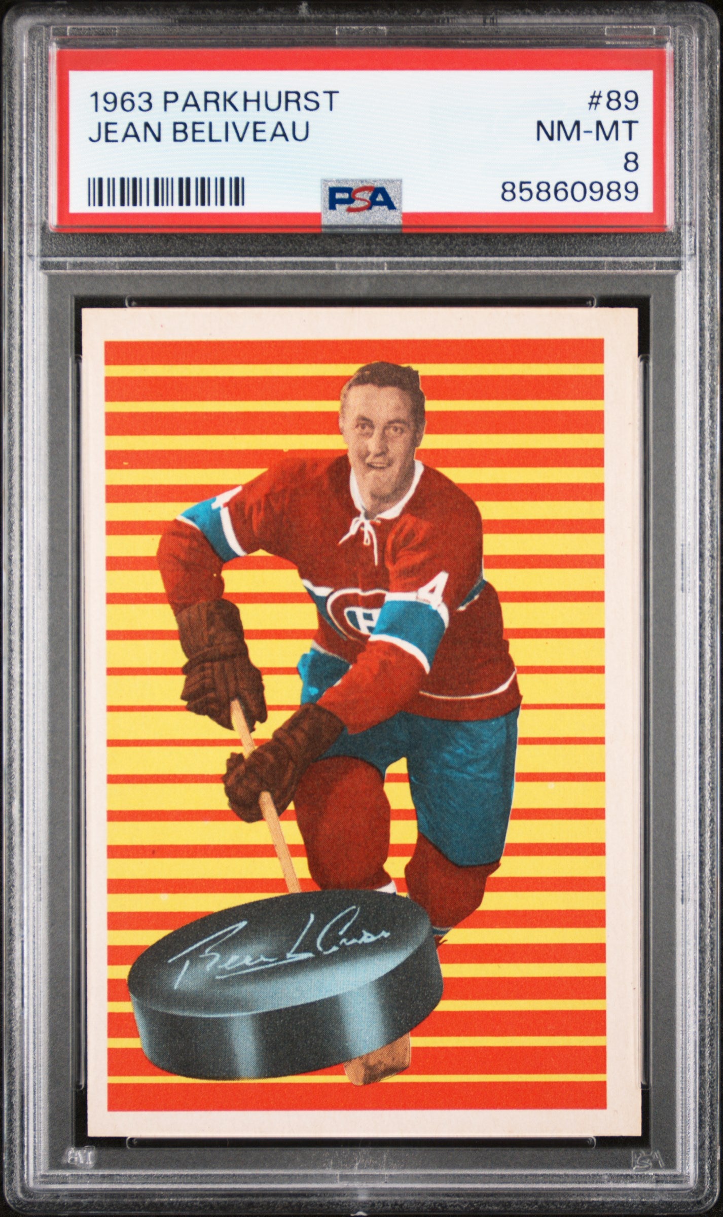 Jean Beliveau 1963 Parkhurst #89 PSA 8 Nm-Mint